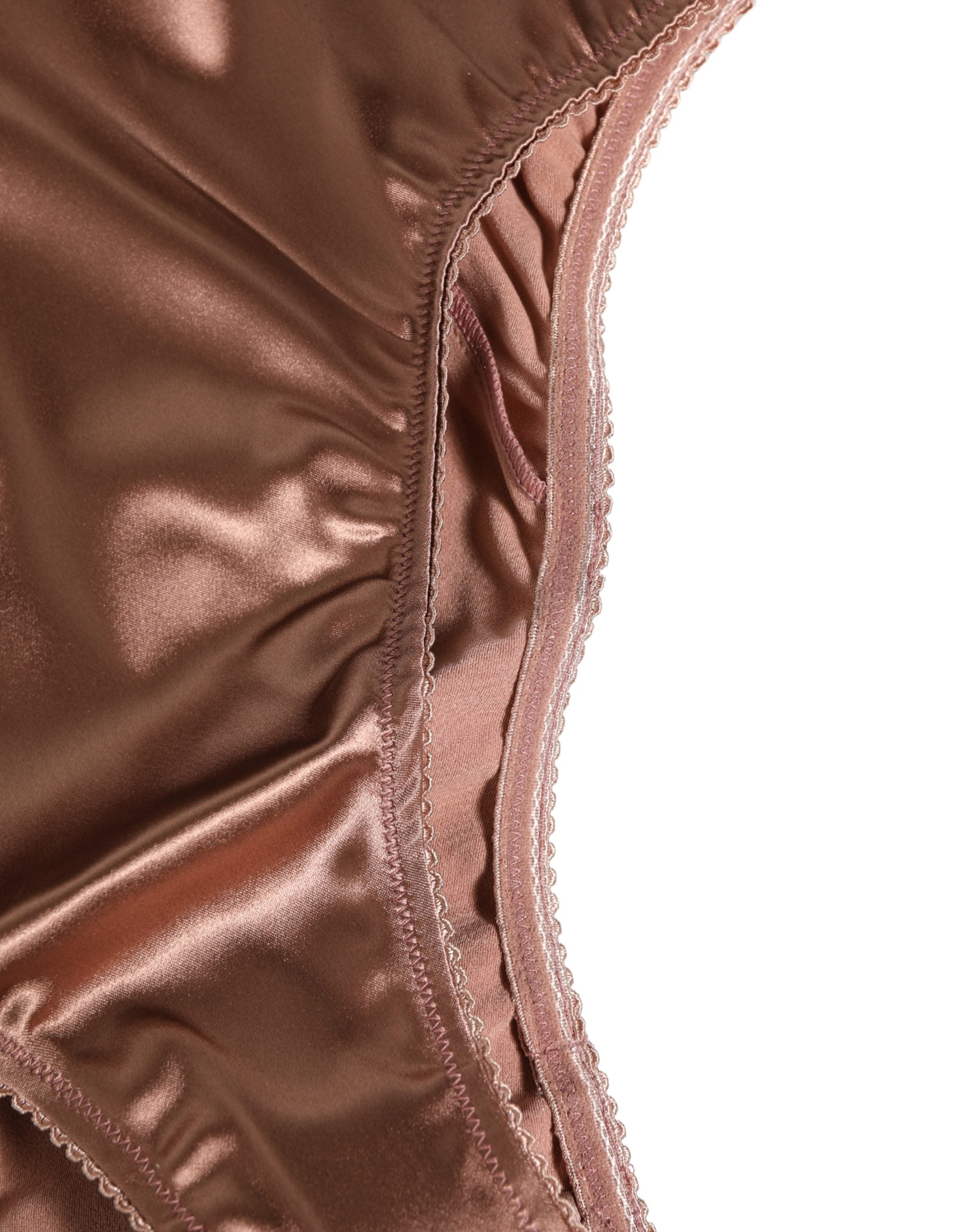 Dolce & Gabbana Brown Silk Satin Lingerie Panty Brief Women's Underwear