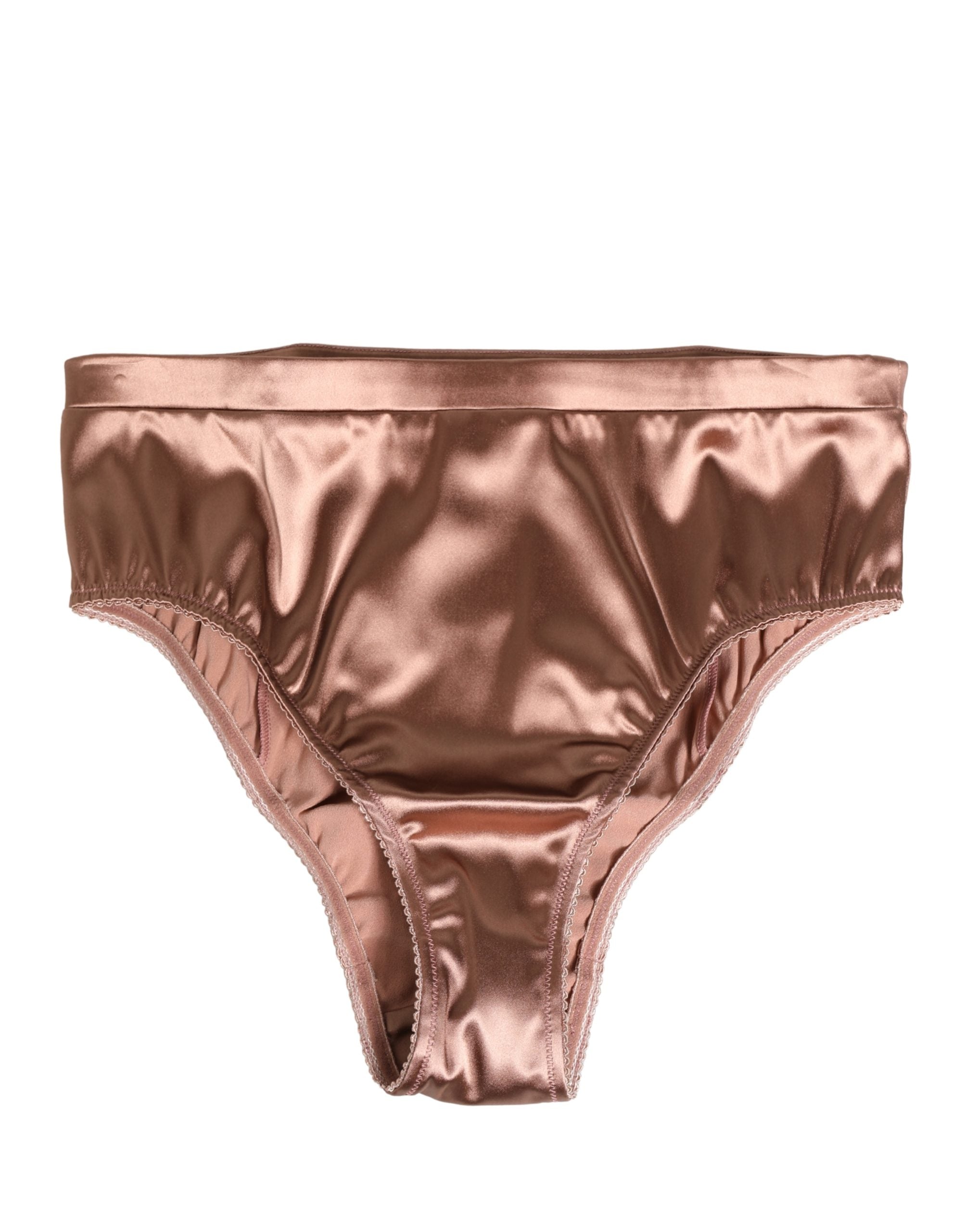 Dolce & Gabbana Brown Silk Satin Lingerie Panty Brief Women's Underwear