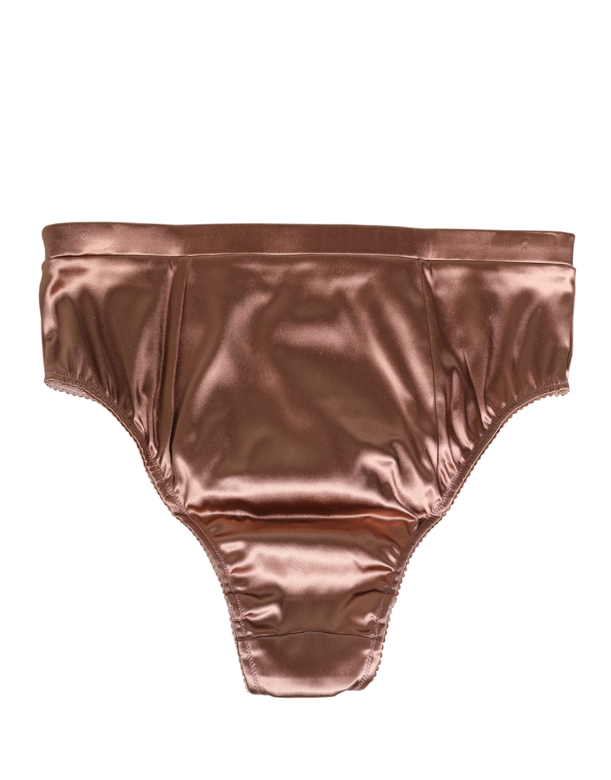 Dolce & Gabbana Brown Silk Satin Lingerie Panty Brief Women's Underwear