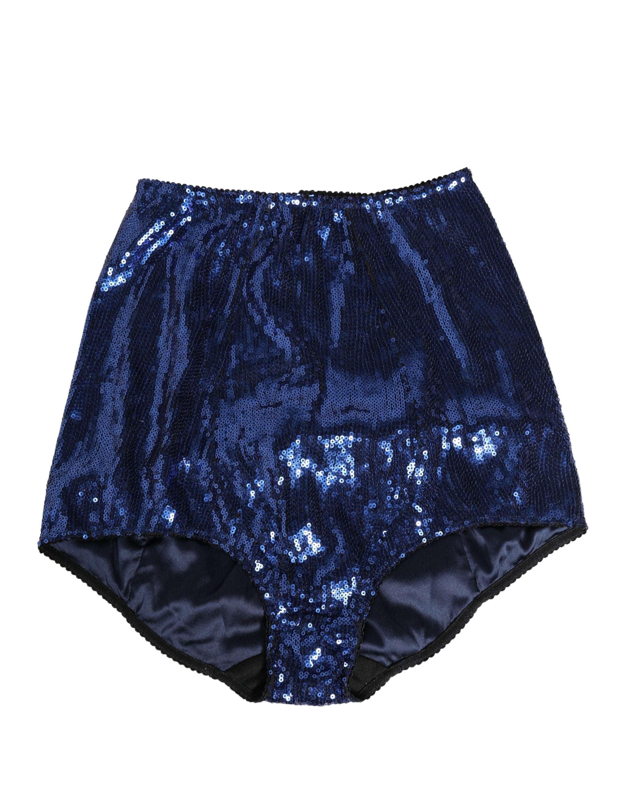 Dolce & Gabbana Blue Sequined High Waist Girdle Panty Women's Underwear