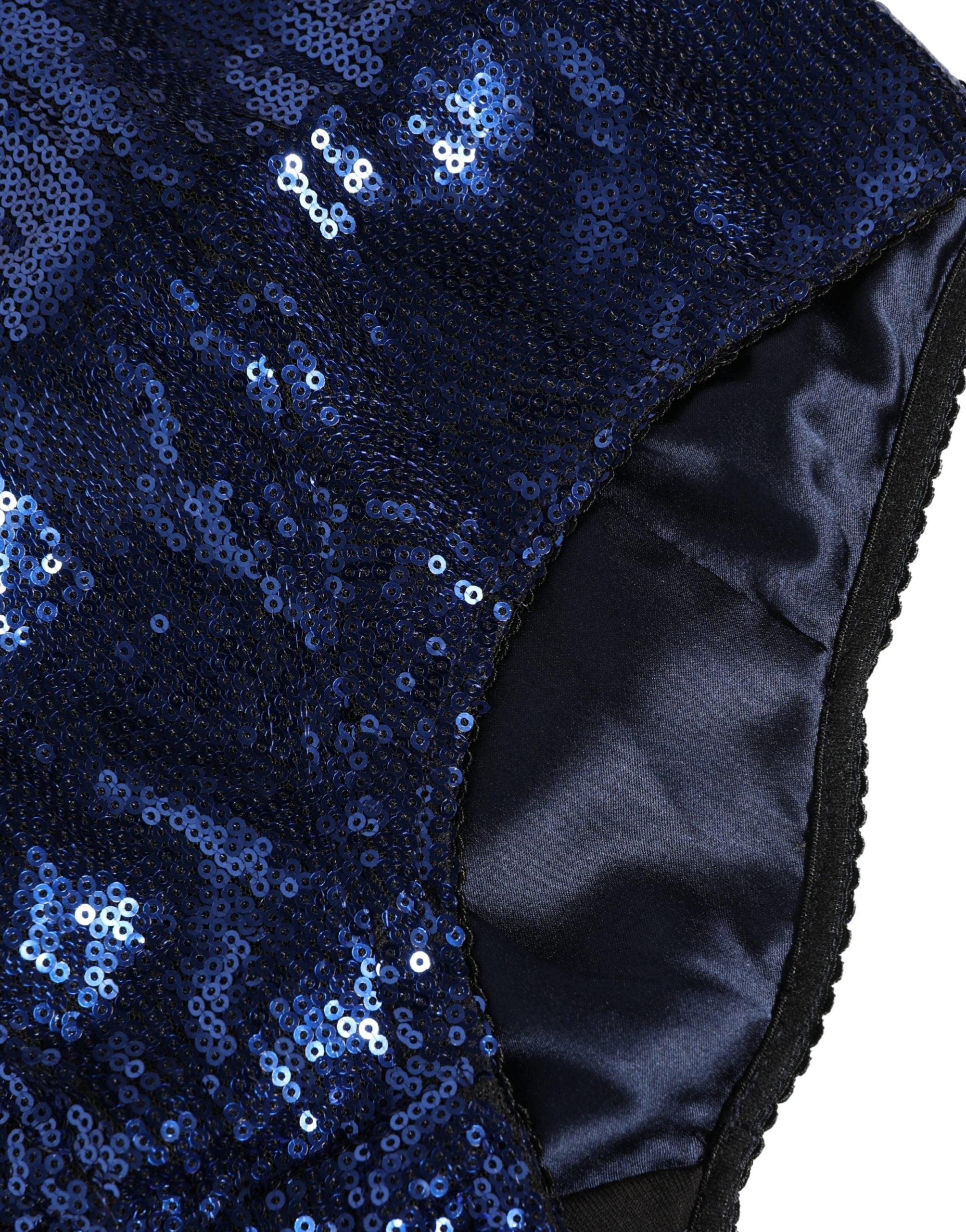 Dolce & Gabbana Blue Sequined High Waist Girdle Panty Women's Underwear