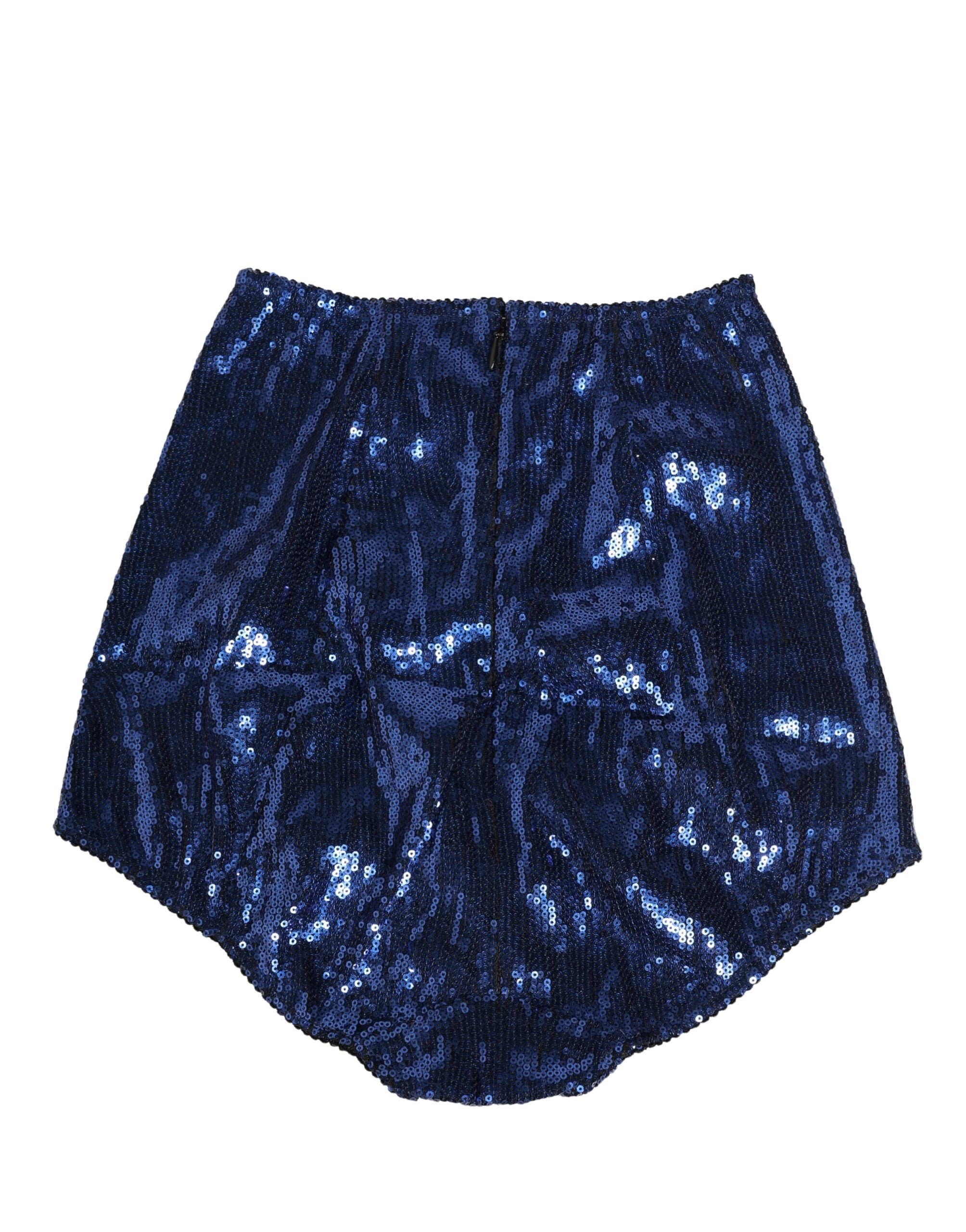 Dolce & Gabbana Blue Sequined High Waist Girdle Panty Women's Underwear