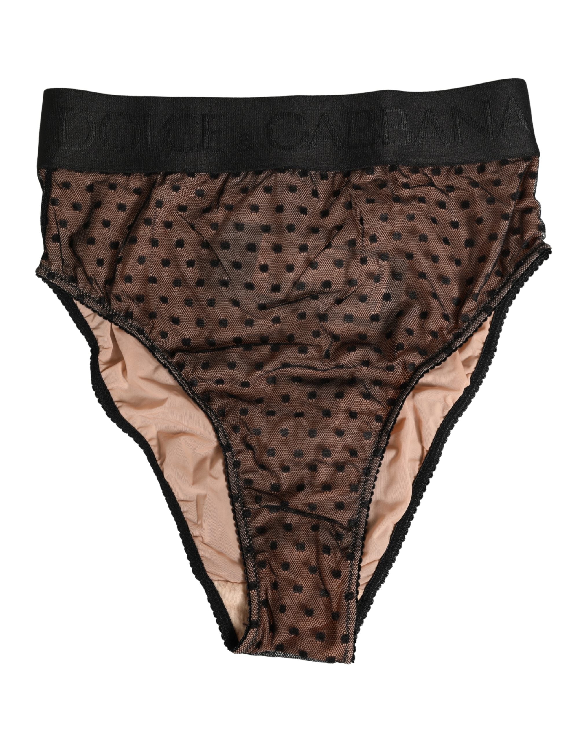 Dolce & Gabbana Black Beige Polka Dot Butterfly Brief Women's Underwear