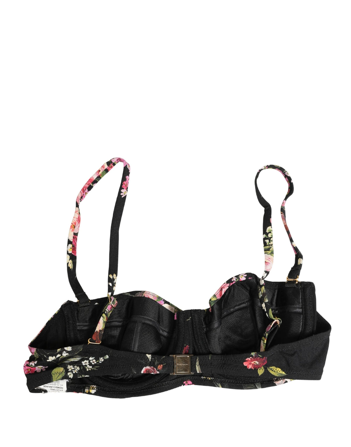 Dolce & Gabbana Black Floral Padded Balconnet Bra Women's Underwear