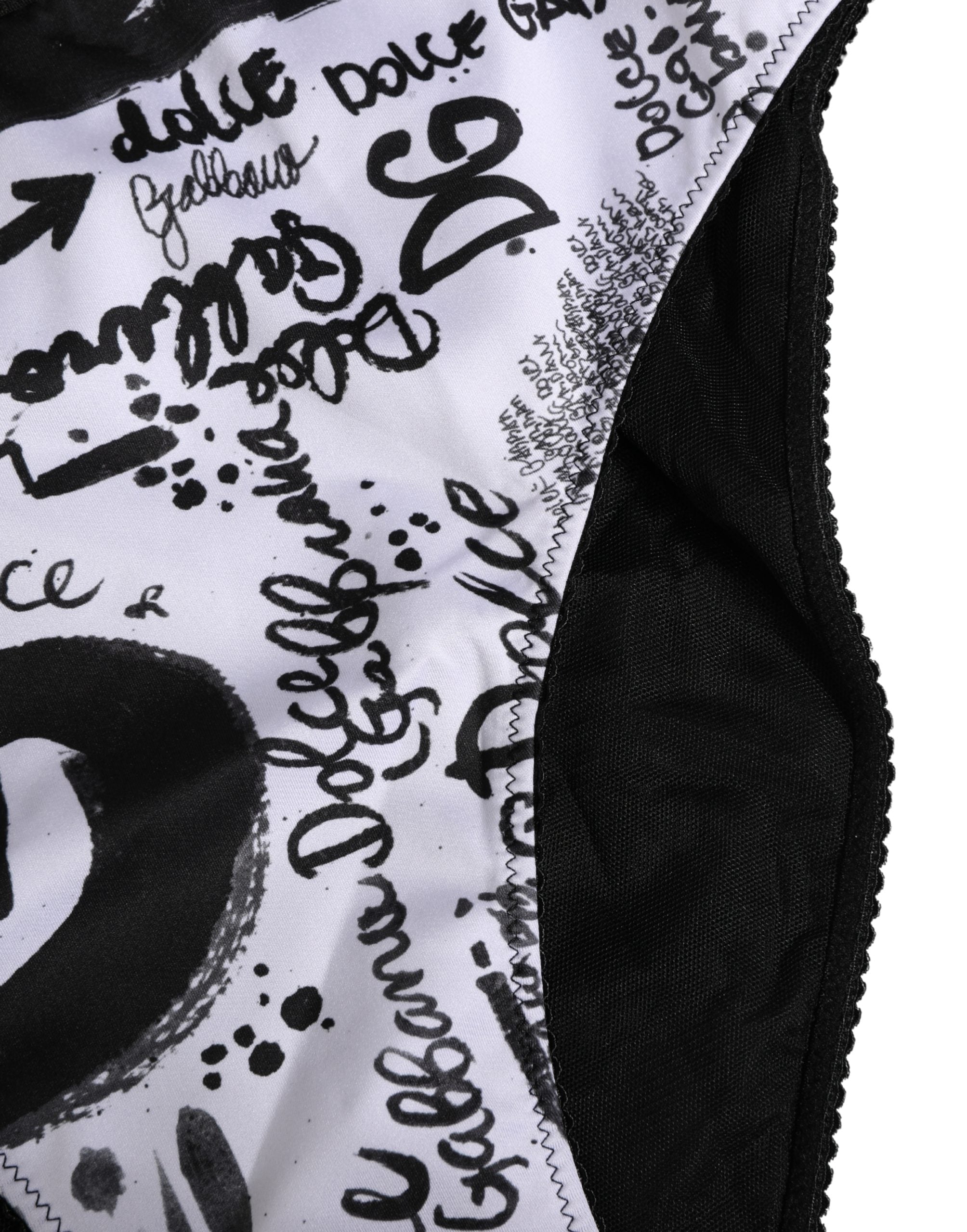 Dolce & Gabbana Black White Graphic Logo High Brief Women's Underwear