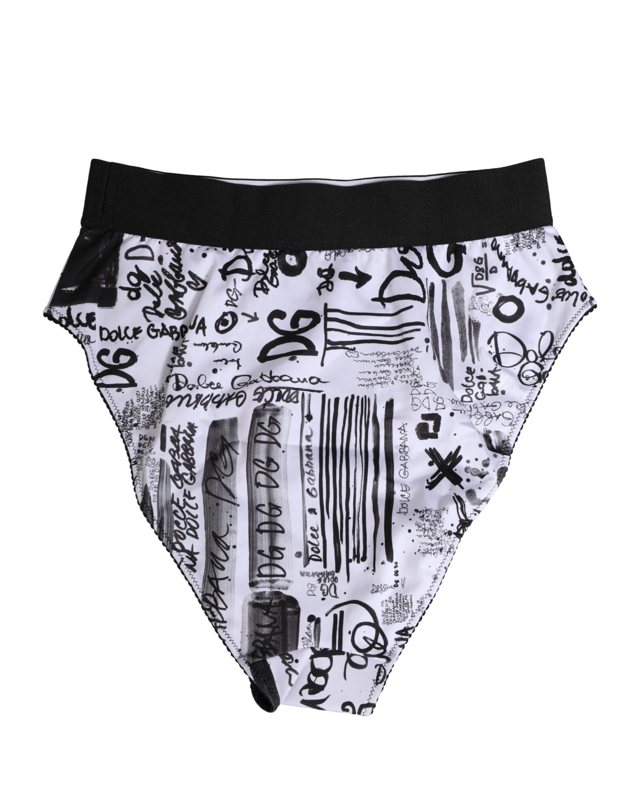 Dolce & Gabbana Black White Graphic Logo High Brief Women's Underwear