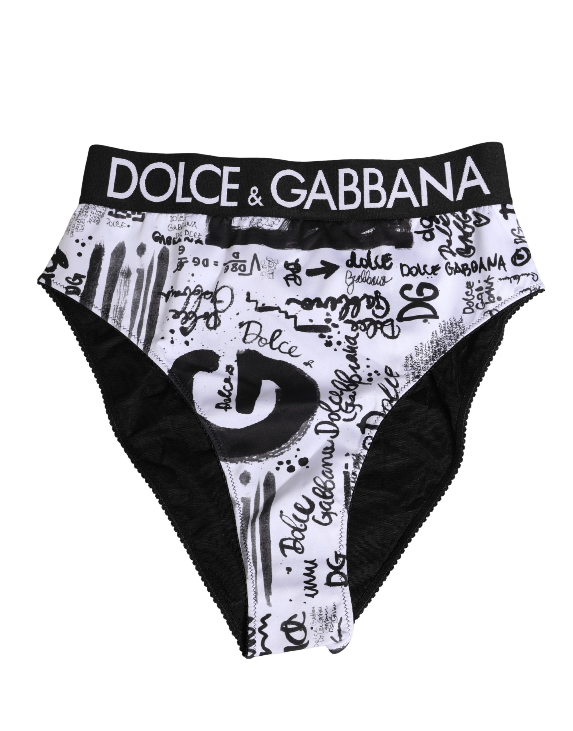 Dolce & Gabbana Black White Graphic Logo High Brief Women's Underwear