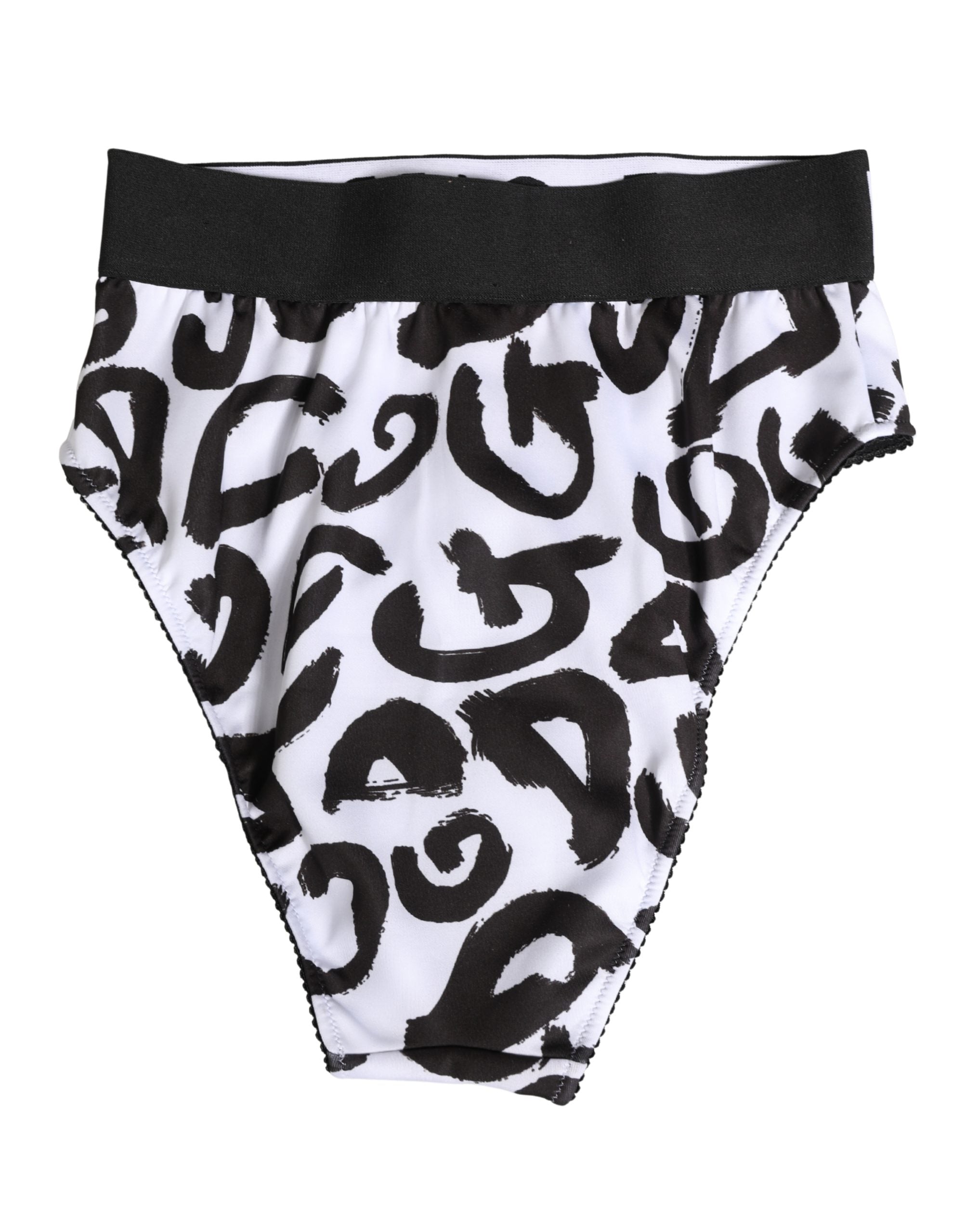 Dolce & Gabbana Black White Graphic Logo High Brief Women's Underwear