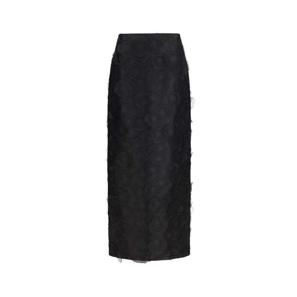 Max Mara Black Silk Long Women's Skirt