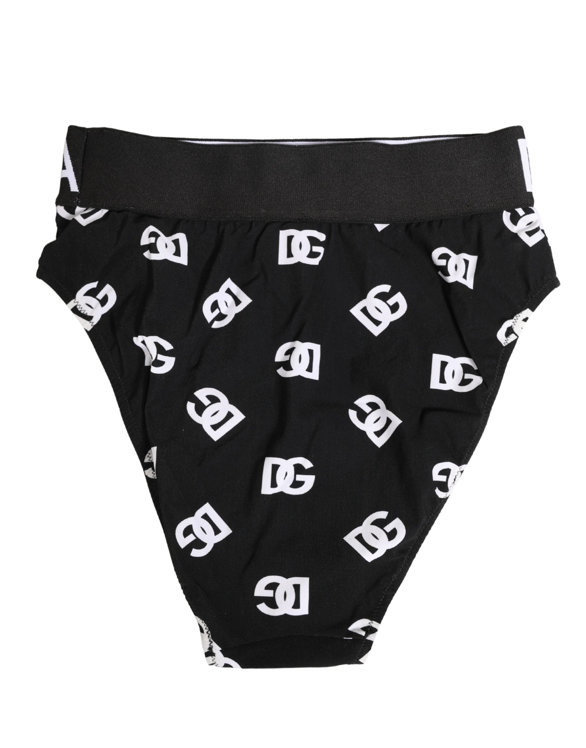 Dolce & Gabbana White Black Logo Waistband Midi Brief Women's Underwear