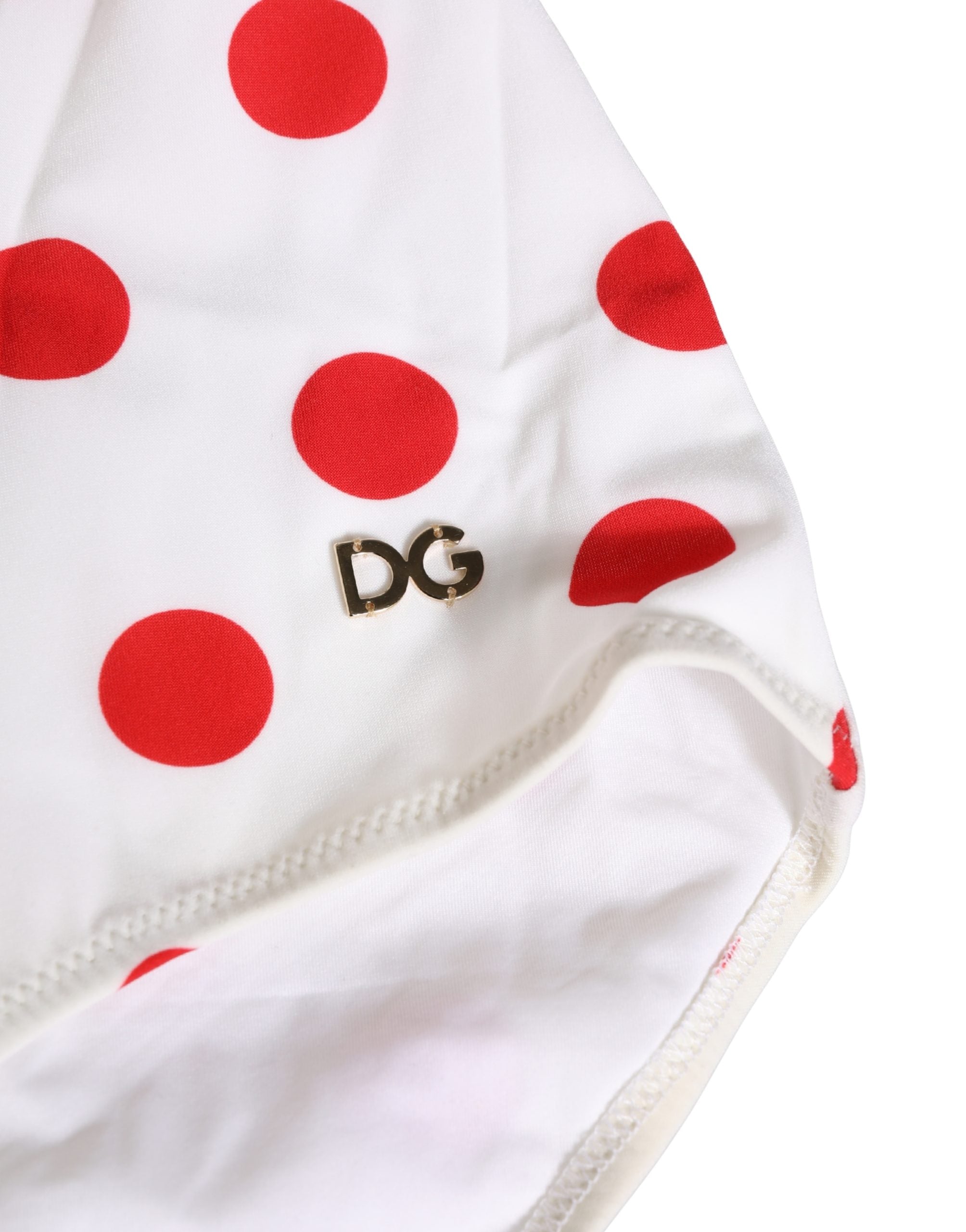 Dolce & Gabbana White Polka Dot One-Piece Swimsuit Women's Swimwear