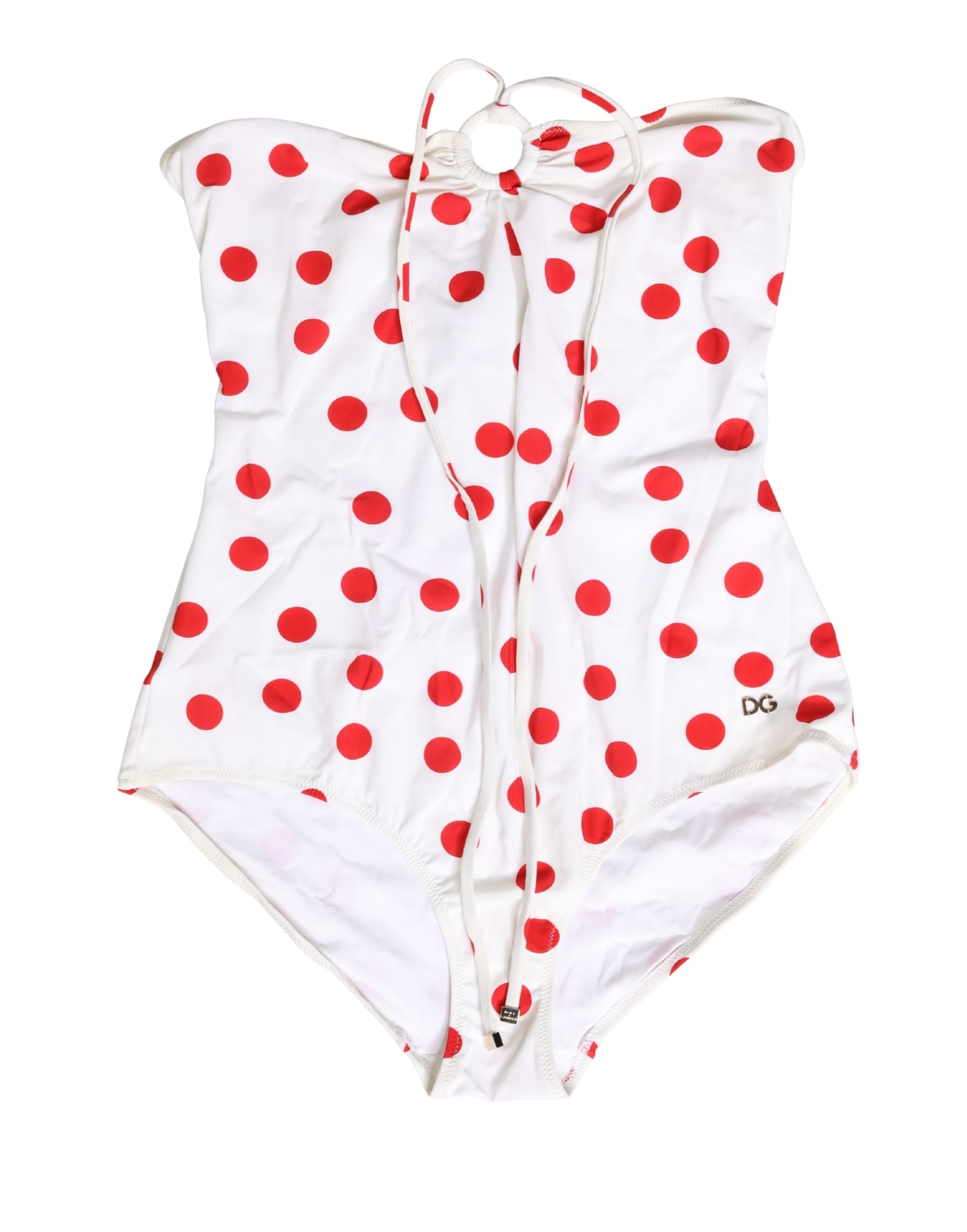 Dolce & Gabbana White Polka Dot One-Piece Swimsuit Women's Swimwear
