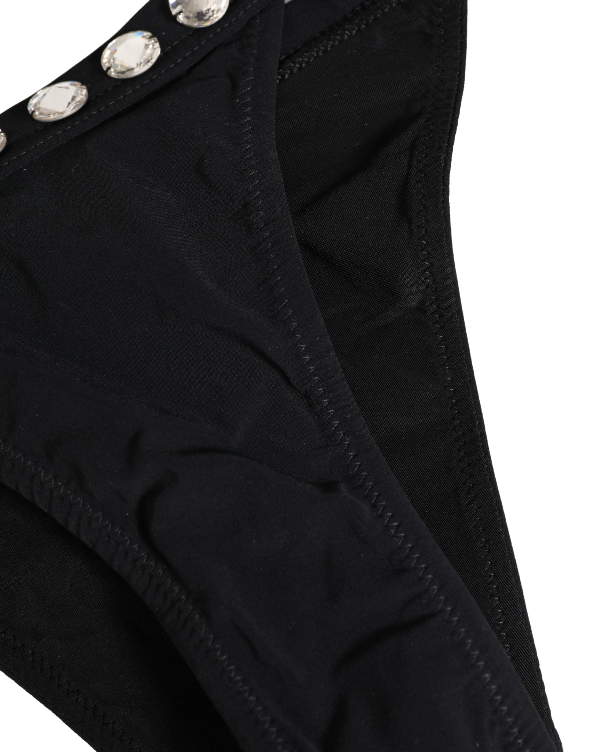 Dolce & Gabbana Black Crystal Embellished Bikini Bottom Women's Swimwear