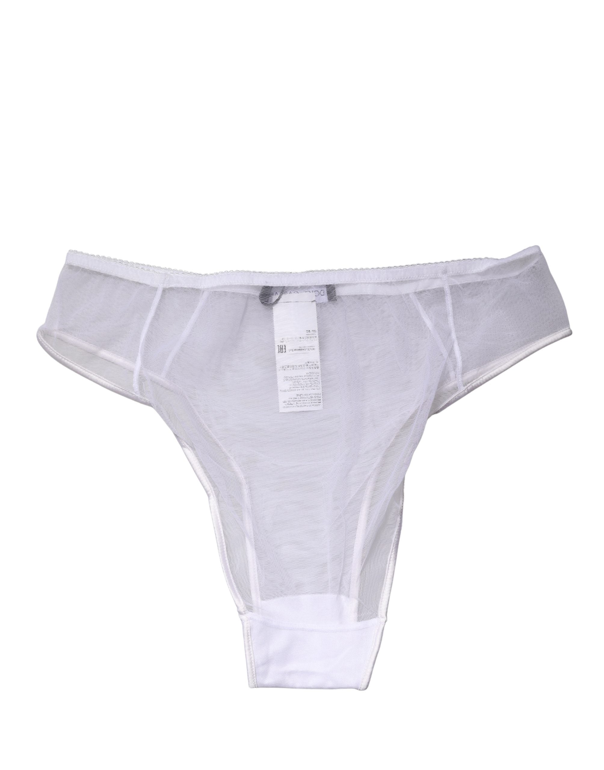 Dolce & Gabbana White Sheer Silk Stretch High Brief Women's Underwear