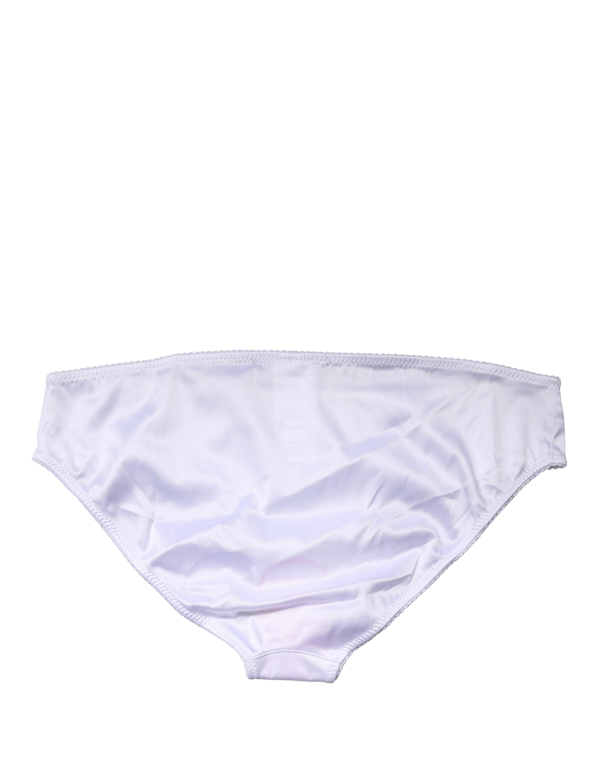 Dolce & Gabbana White Silk Stretch Mid Waist Brief Panty Women's Underwear