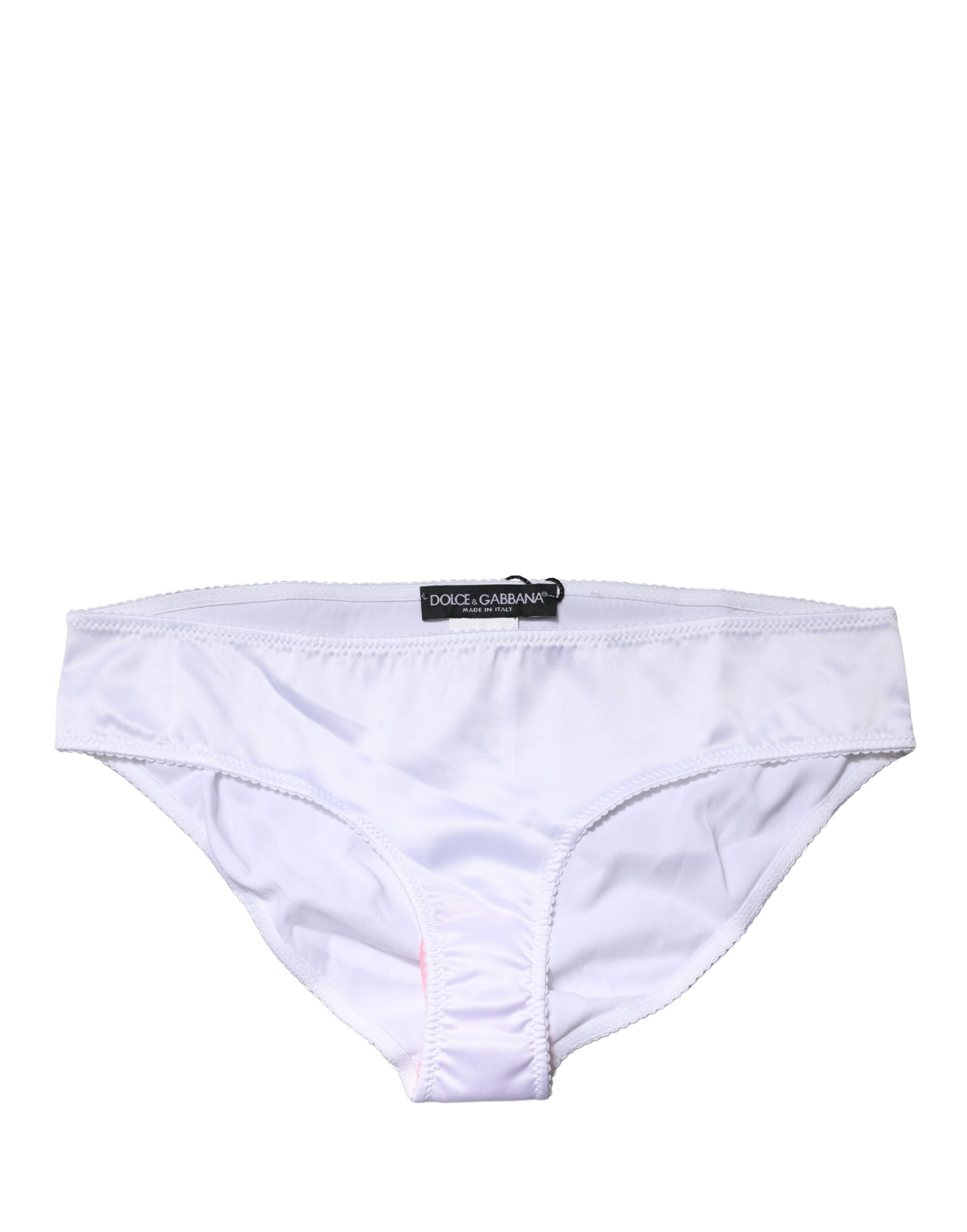Dolce & Gabbana White Silk Stretch Mid Waist Brief Panty Women's Underwear