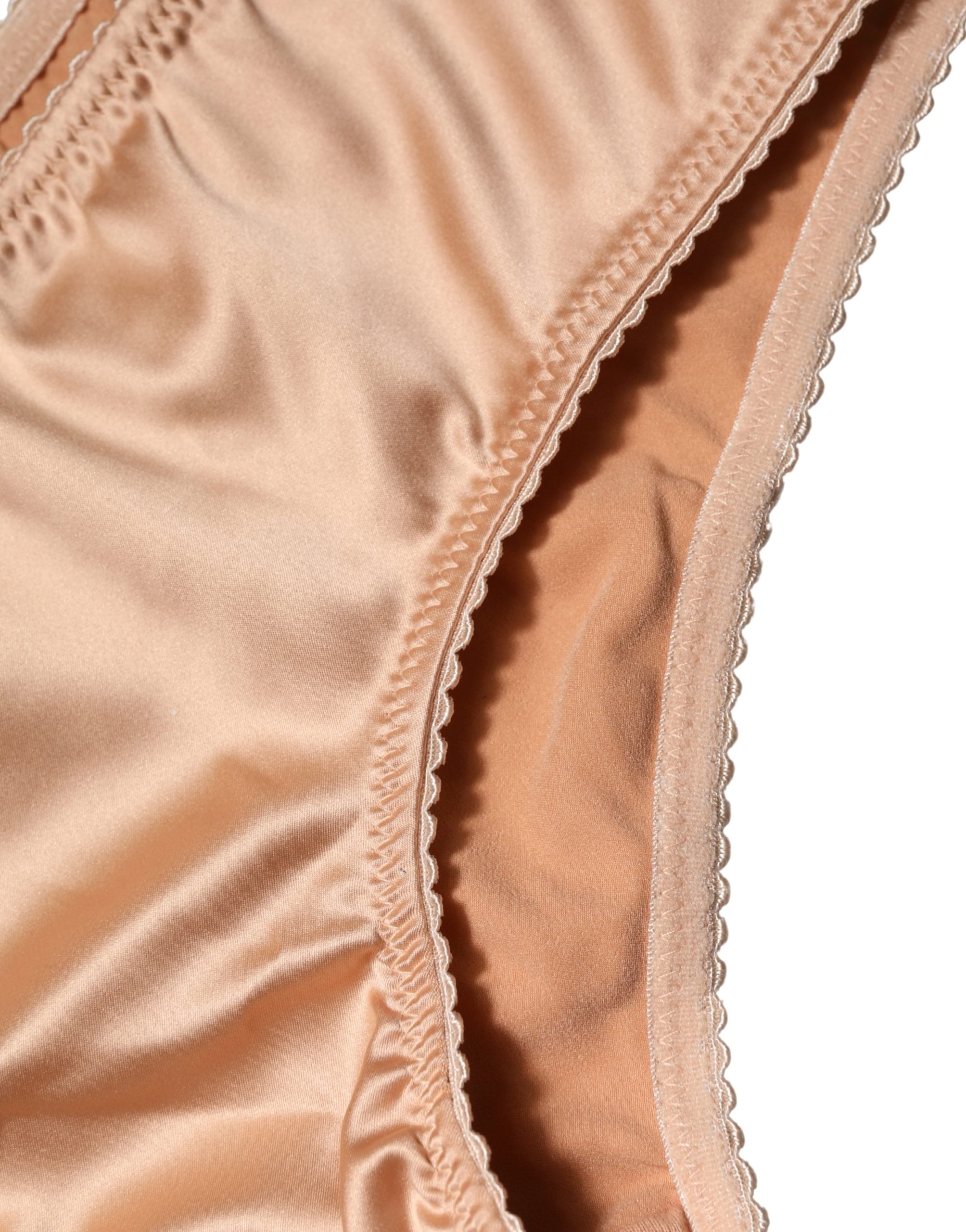 Dolce & Gabbana Beige Silk Stretch Mid Waist Brief Panty Women's Underwear