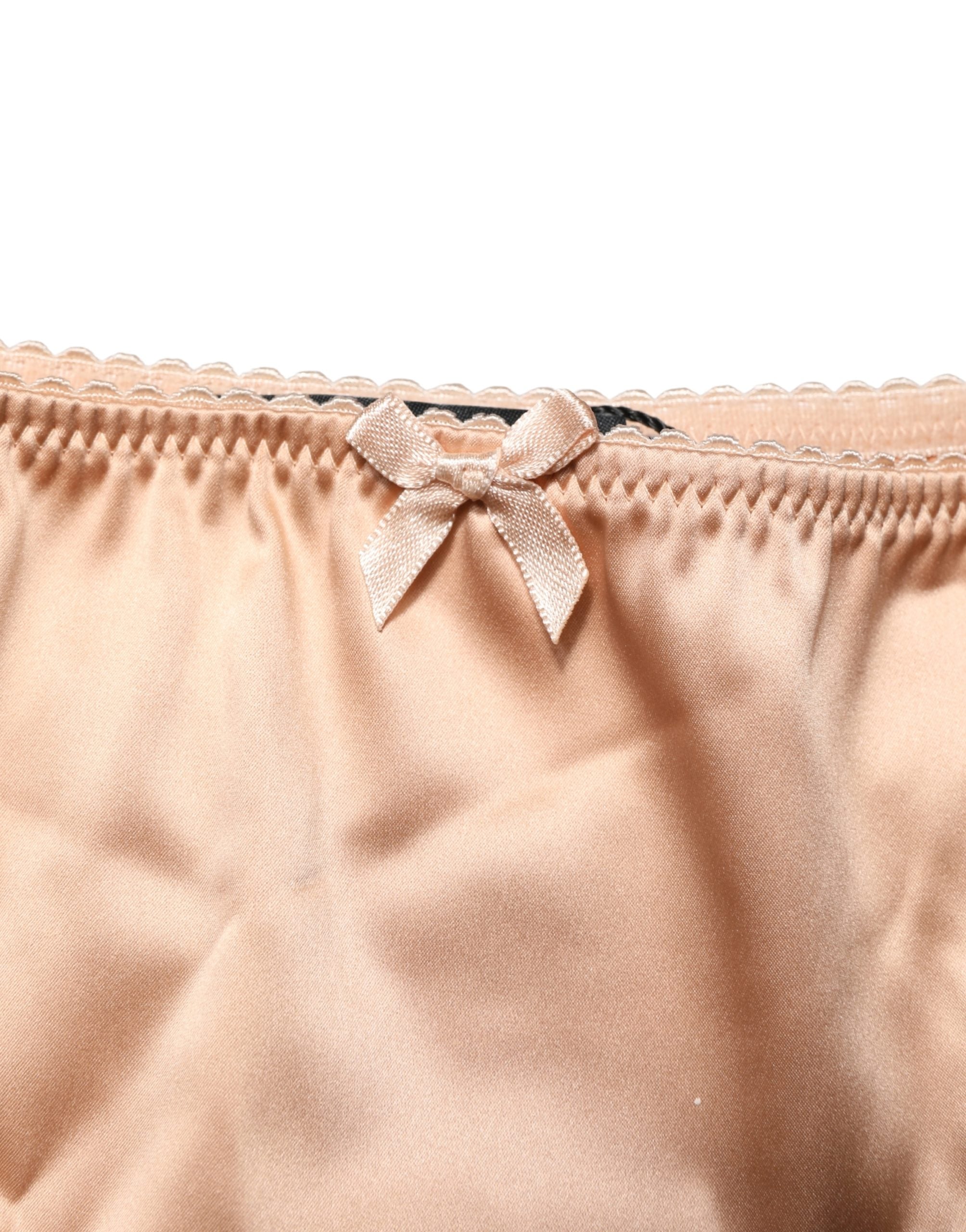 Dolce & Gabbana Beige Silk Stretch Mid Waist Brief Panty Women's Underwear