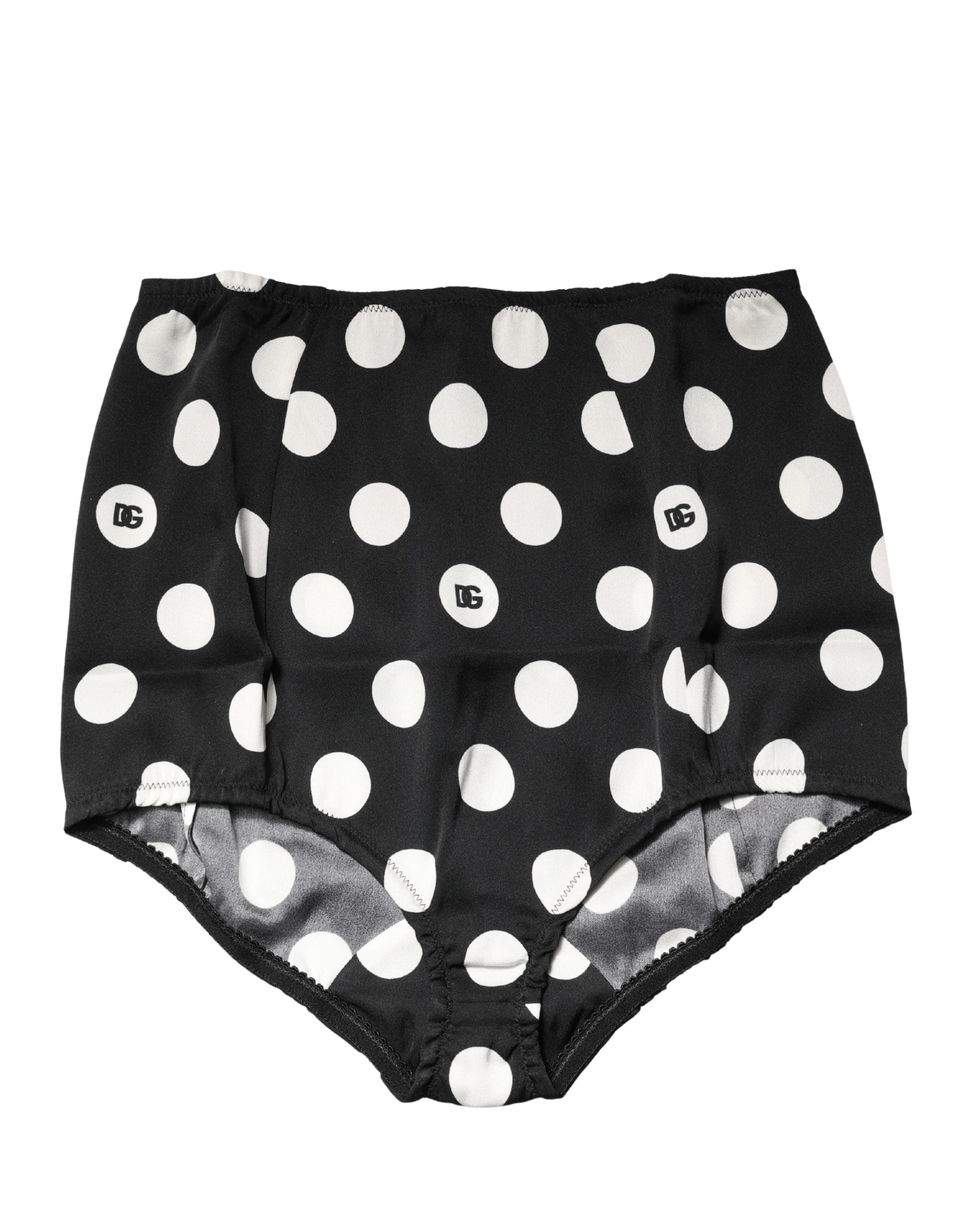 Dolce & Gabbana Black Polka Dot High Waist Girdle Panty Women's Underwear