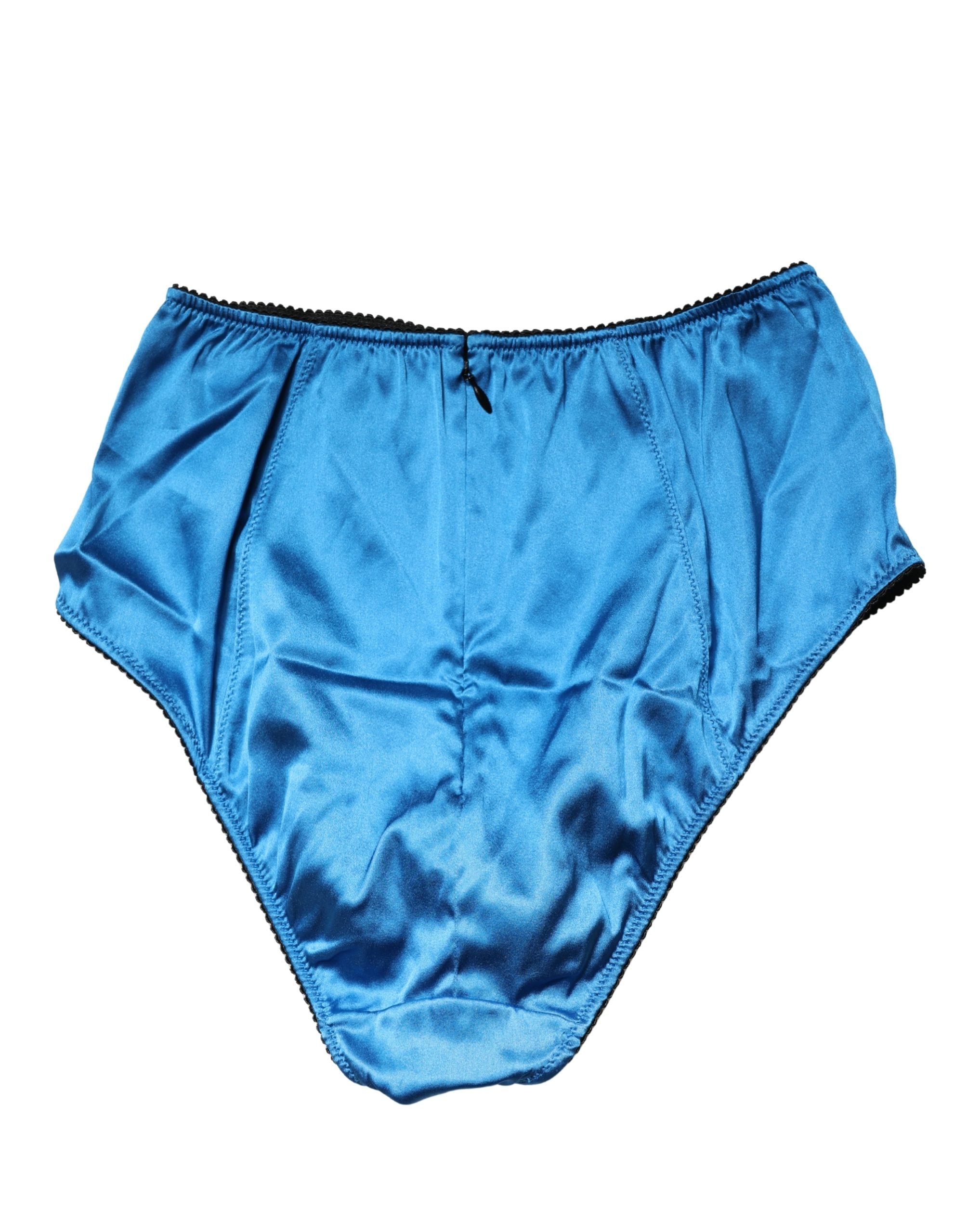 Dolce & Gabbana Blue Silk Blend High Waist Girdle Panty Women's Underwear