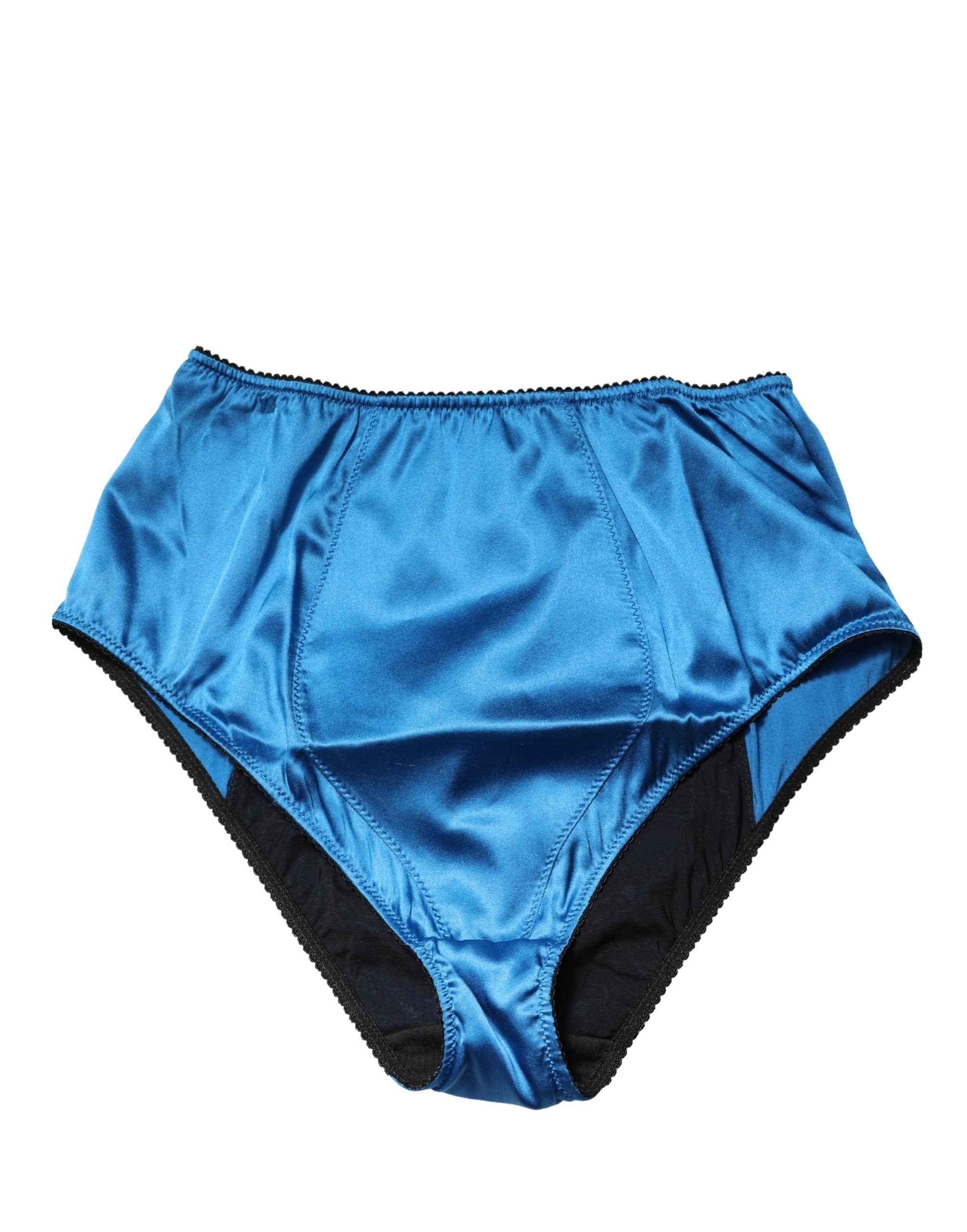 Dolce & Gabbana Blue Silk Blend High Waist Girdle Panty Women's Underwear