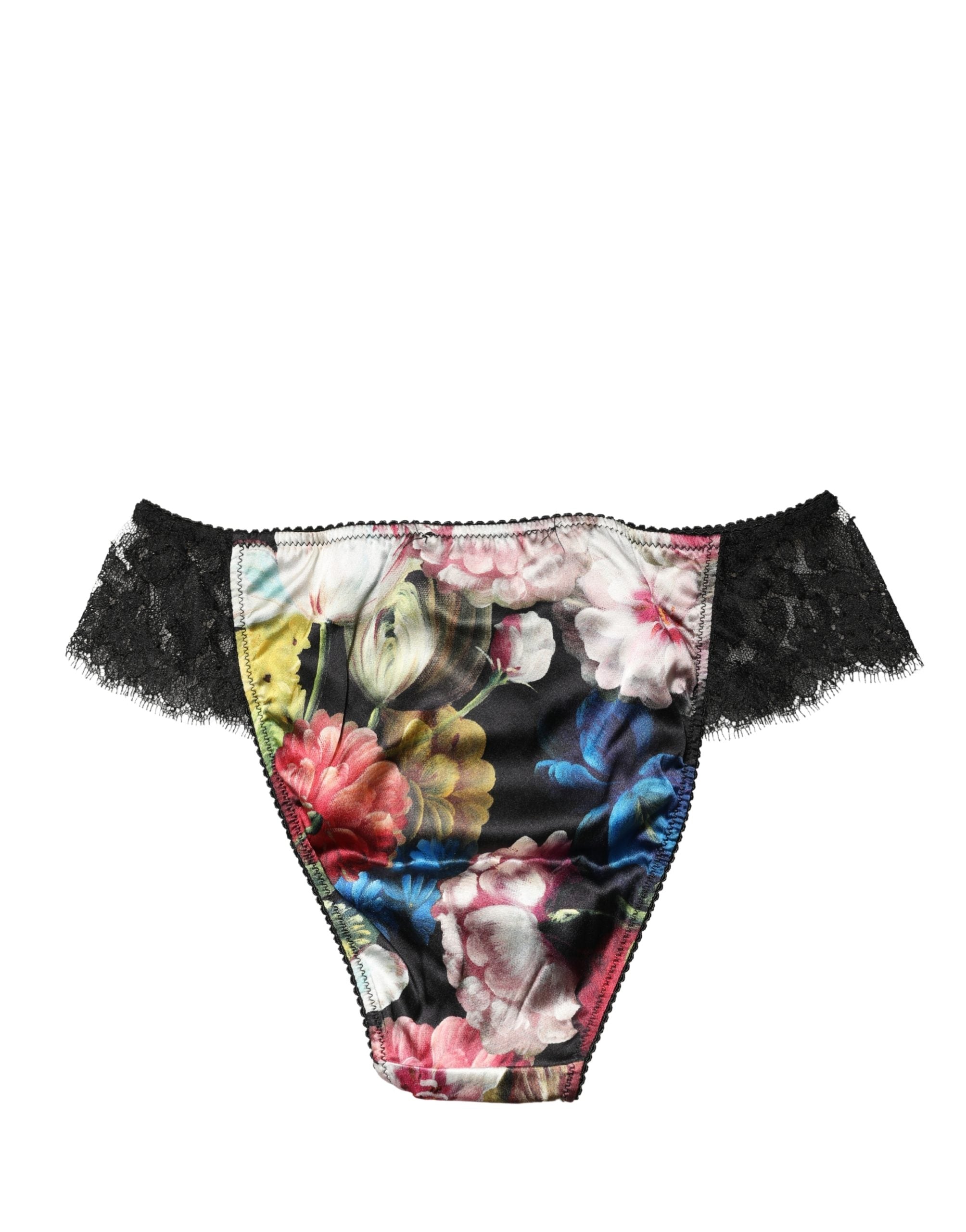 Dolce & Gabbana Black Floral Lace Mid Waist Brief Panty Women's Underwear
