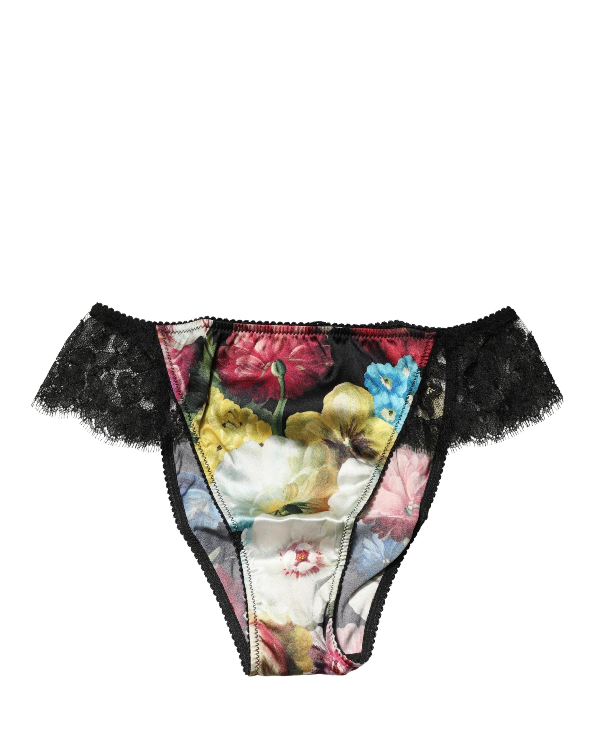 Dolce & Gabbana Black Floral Lace Mid Waist Brief Panty Women's Underwear