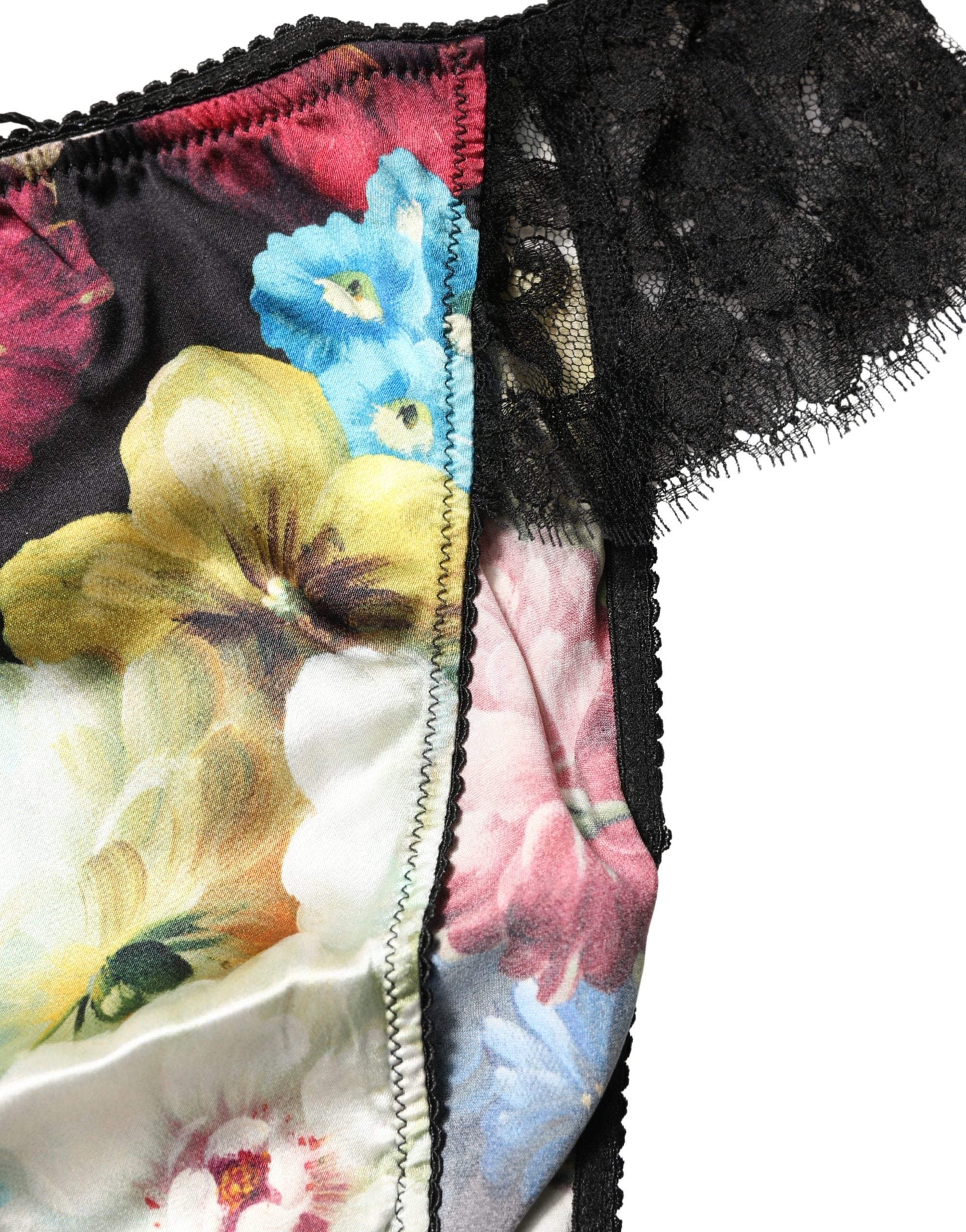 Dolce & Gabbana Black Floral Lace Mid Waist Brief Panty Women's Underwear