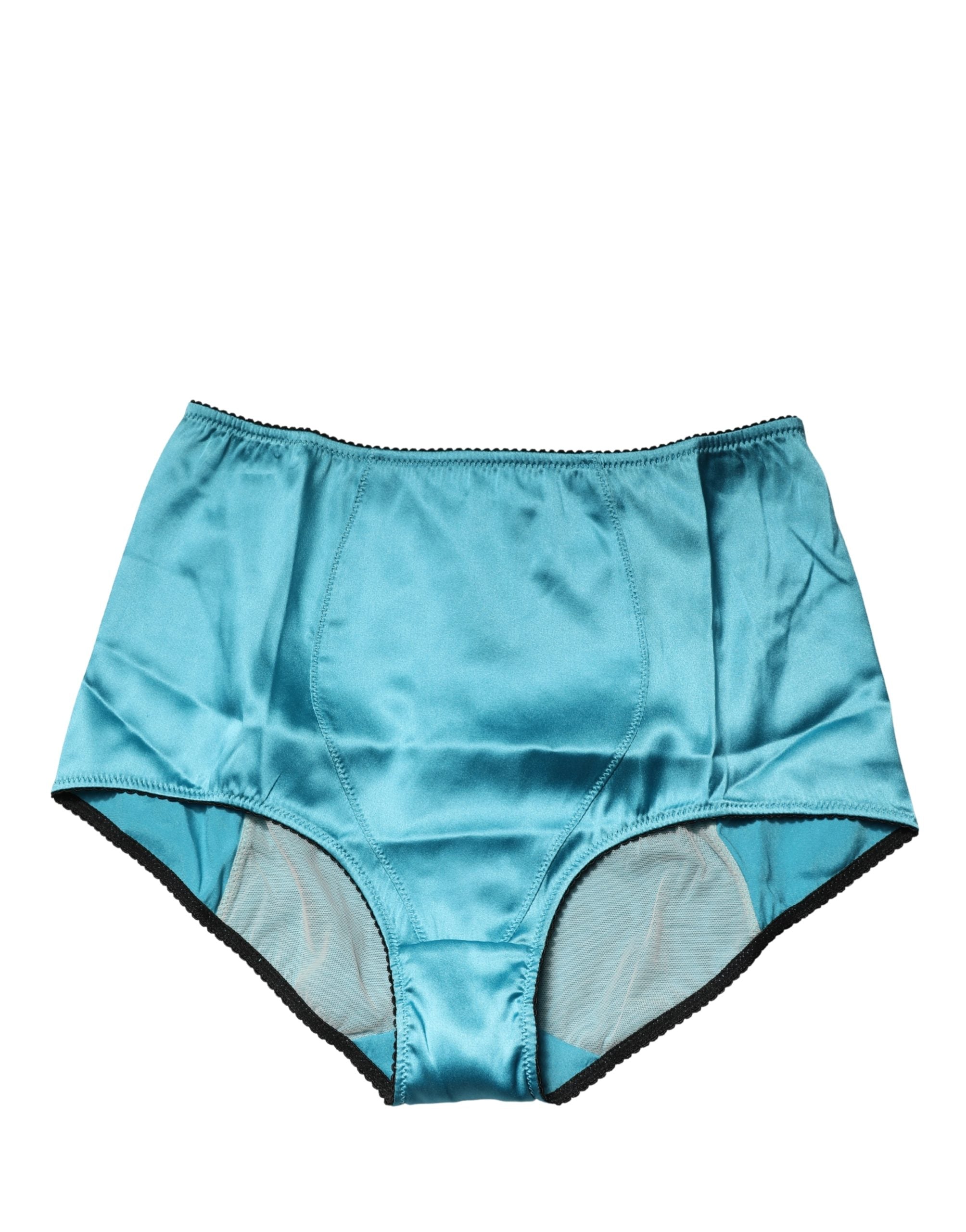 Dolce & Gabbana Blue Silk Blend High Waist Girdle Panty Women's Underwear