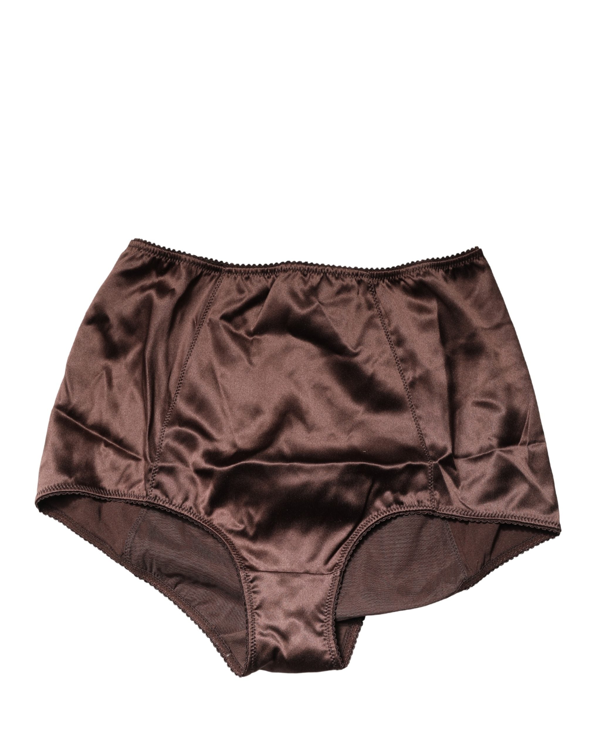 Dolce & Gabbana Brown Silk Blend High Waist Girdle Panty Women's Underwear