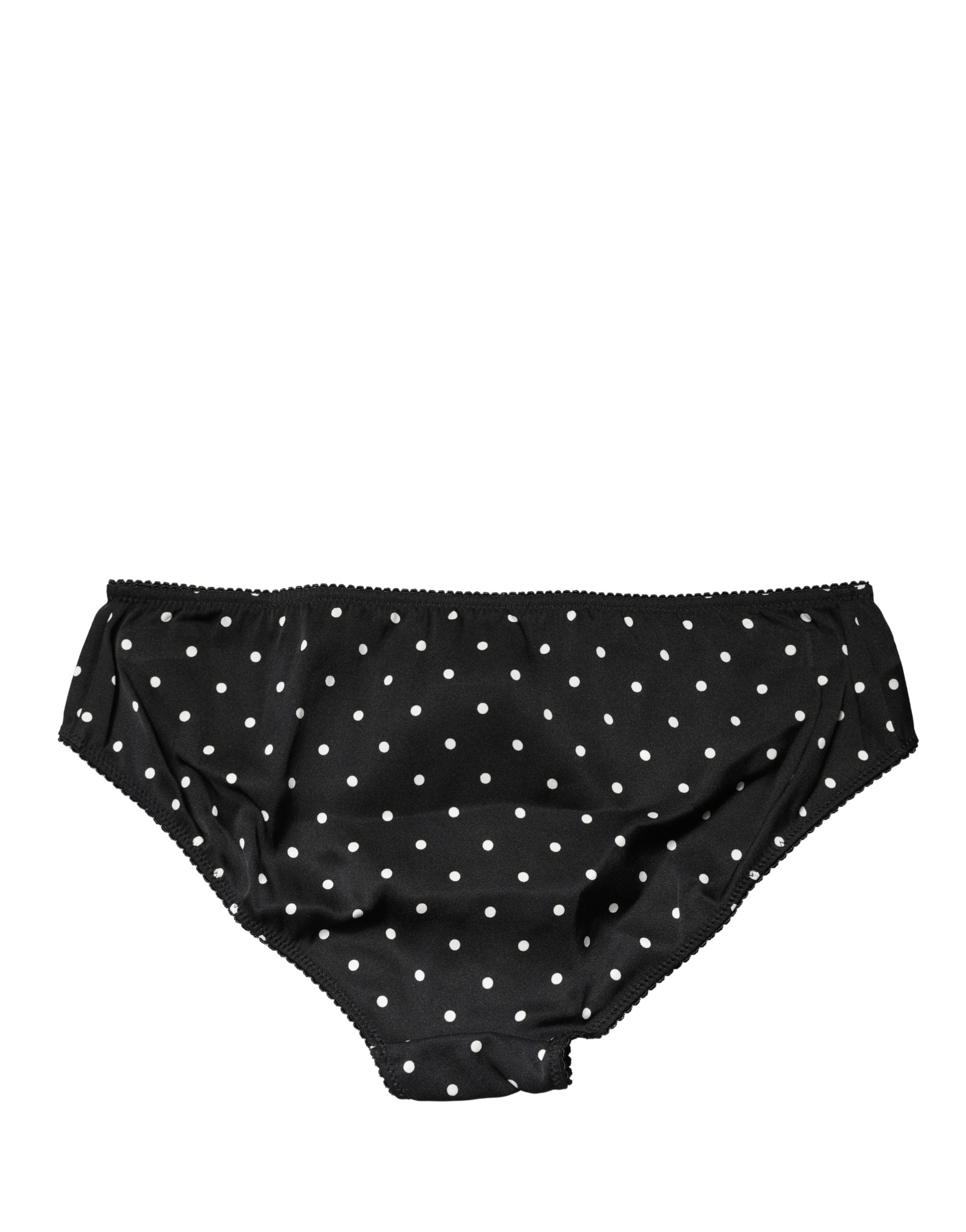 Dolce & Gabbana Black Polka Dots Mid Waist Brief Panty Women's Underwear