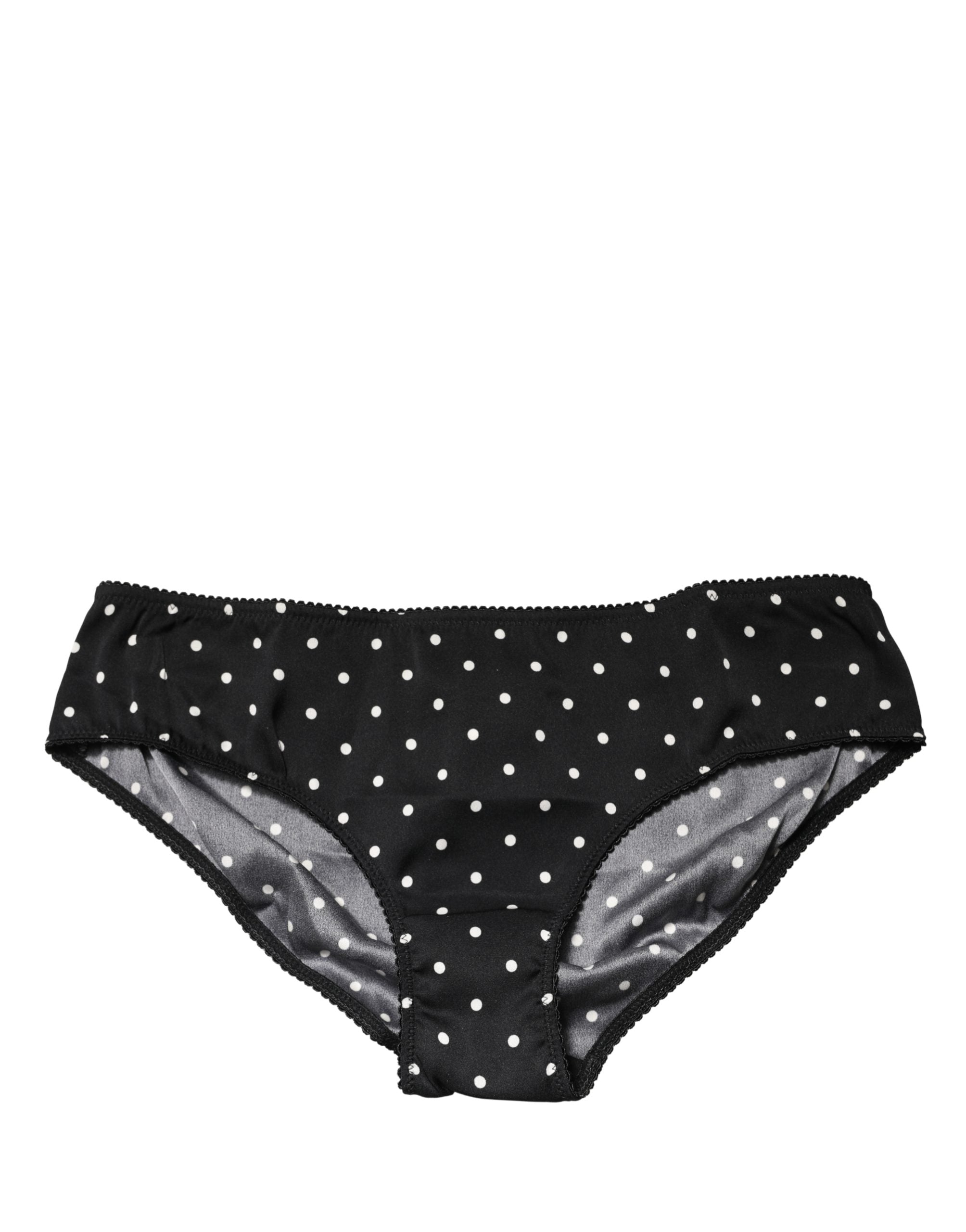 Dolce & Gabbana Black Polka Dots Mid Waist Brief Panty Women's Underwear