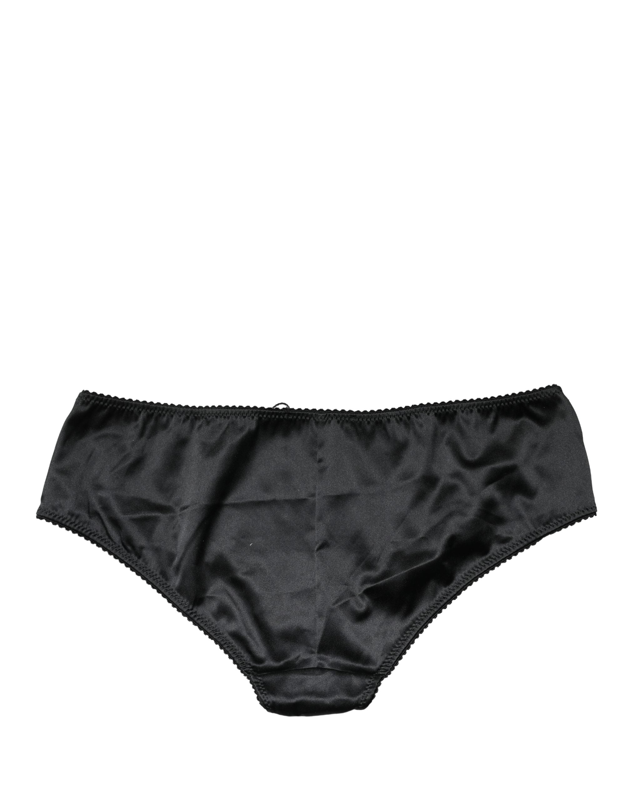 Dolce & Gabbana Black Silk Stretch Mid Waist Brief Panty Women's Underwear
