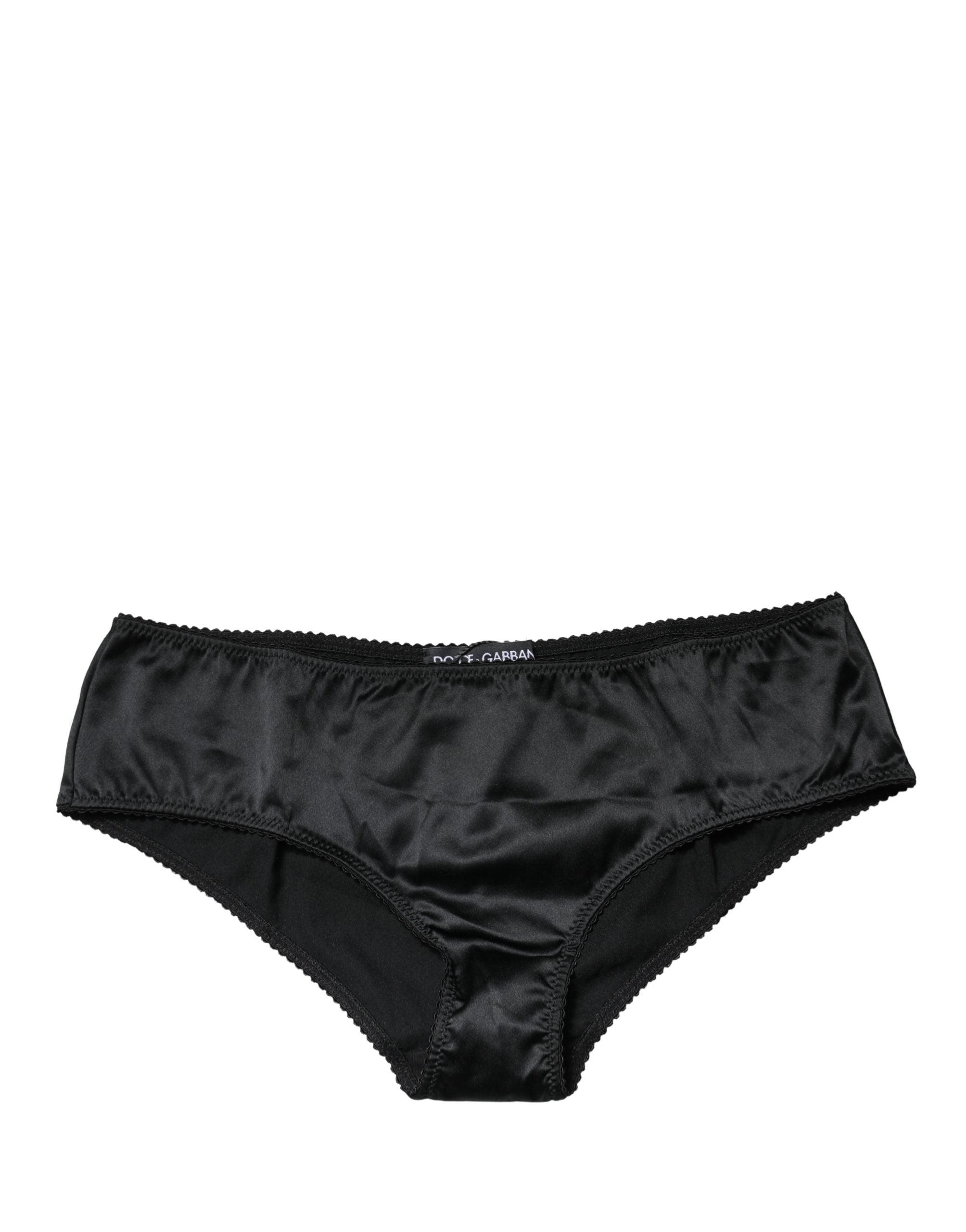 Dolce & Gabbana Black Silk Stretch Mid Waist Brief Panty Women's Underwear