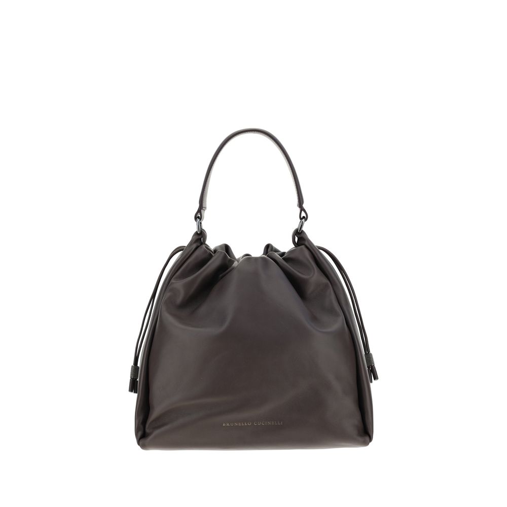 Brunello Cucinelli Brown Calf Leather Bos Taurus Shoulder Women's Bag