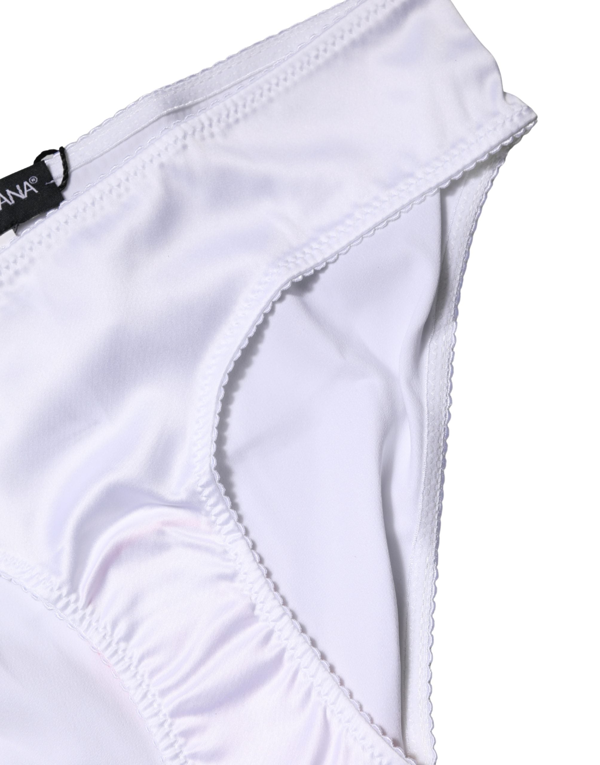 Dolce & Gabbana White Silk Stretch Mid Waist Brief Panty Women's Underwear