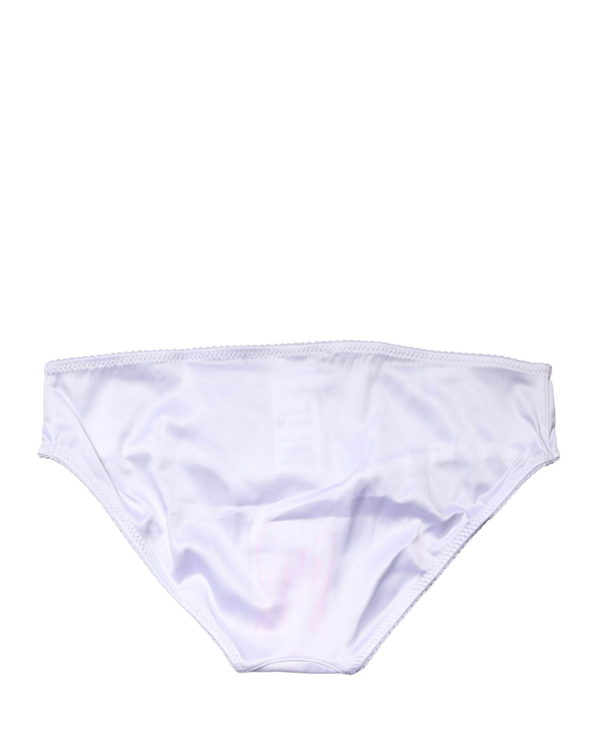 Dolce & Gabbana White Silk Stretch Mid Waist Brief Panty Women's Underwear