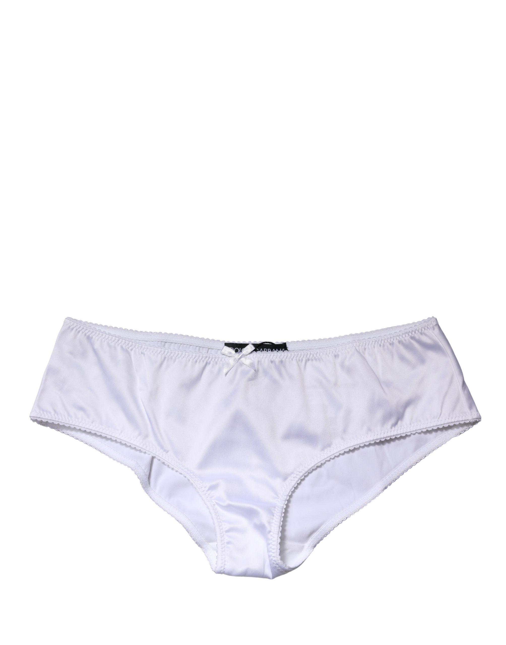 Dolce & Gabbana White Silk Stretch Mid Waist Brief Panty Women's Underwear