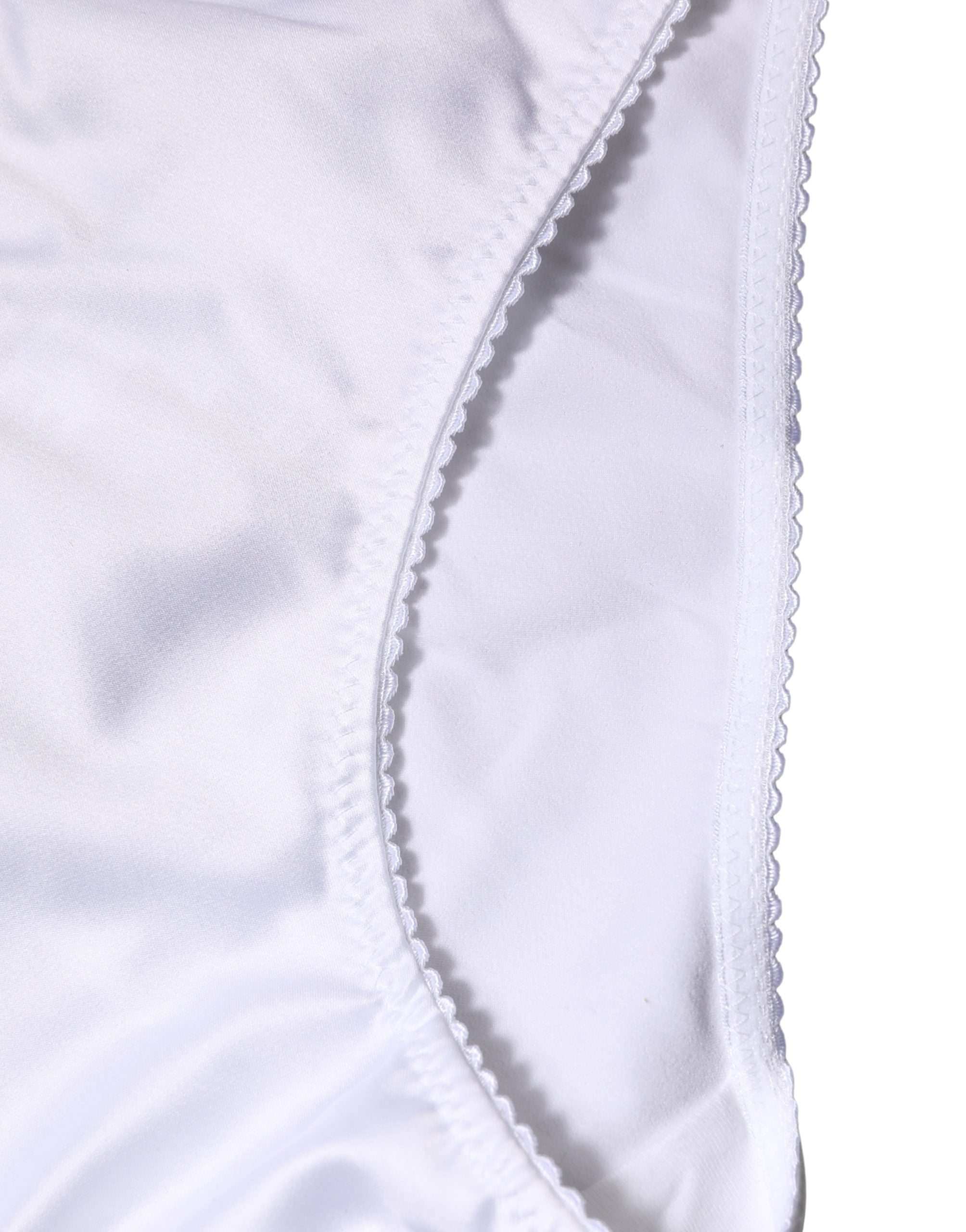 Dolce & Gabbana White Silk Stretch Mid Waist Brief Panty Women's Underwear