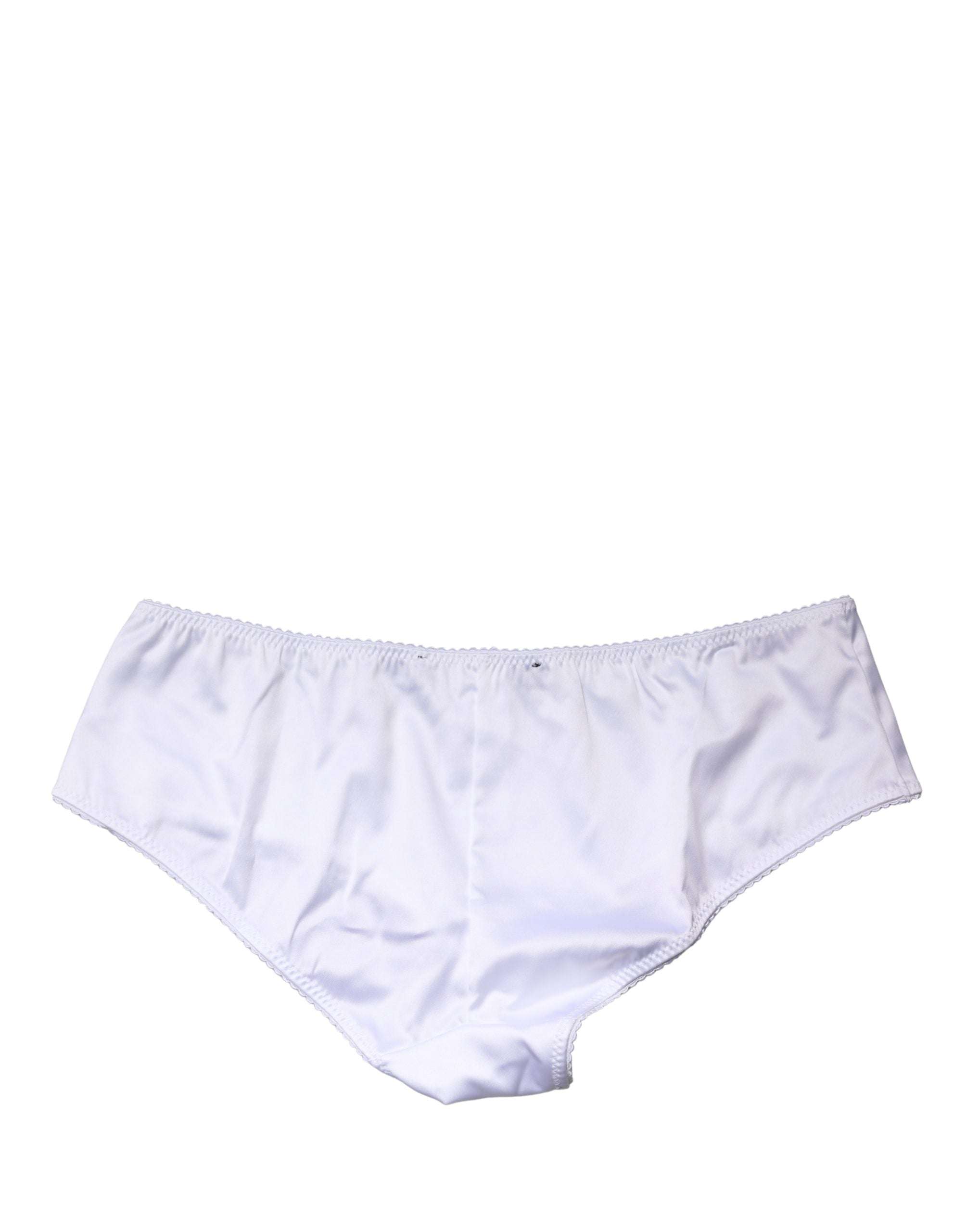 Dolce & Gabbana White Silk Stretch Mid Waist Brief Panty Women's Underwear