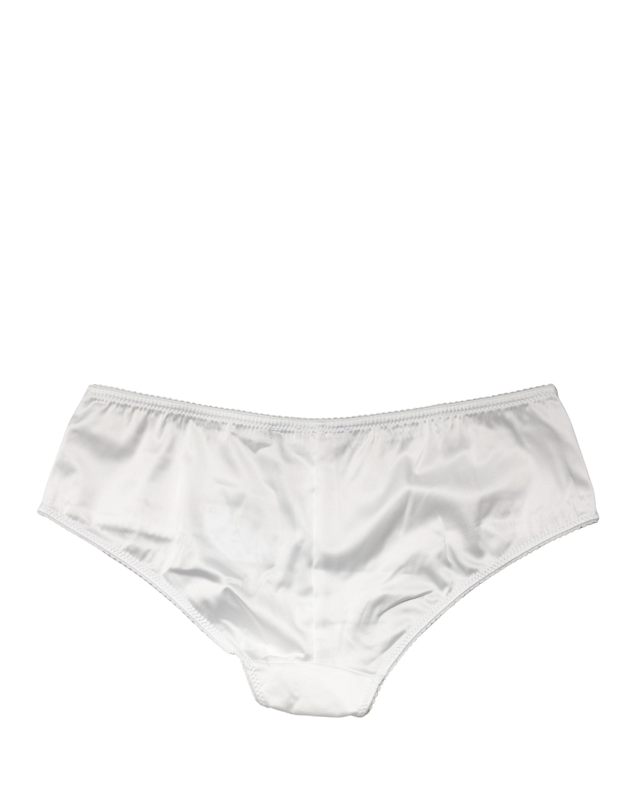 Dolce & Gabbana White Silk Stretch Mid Waist Brief Panty Women's Underwear