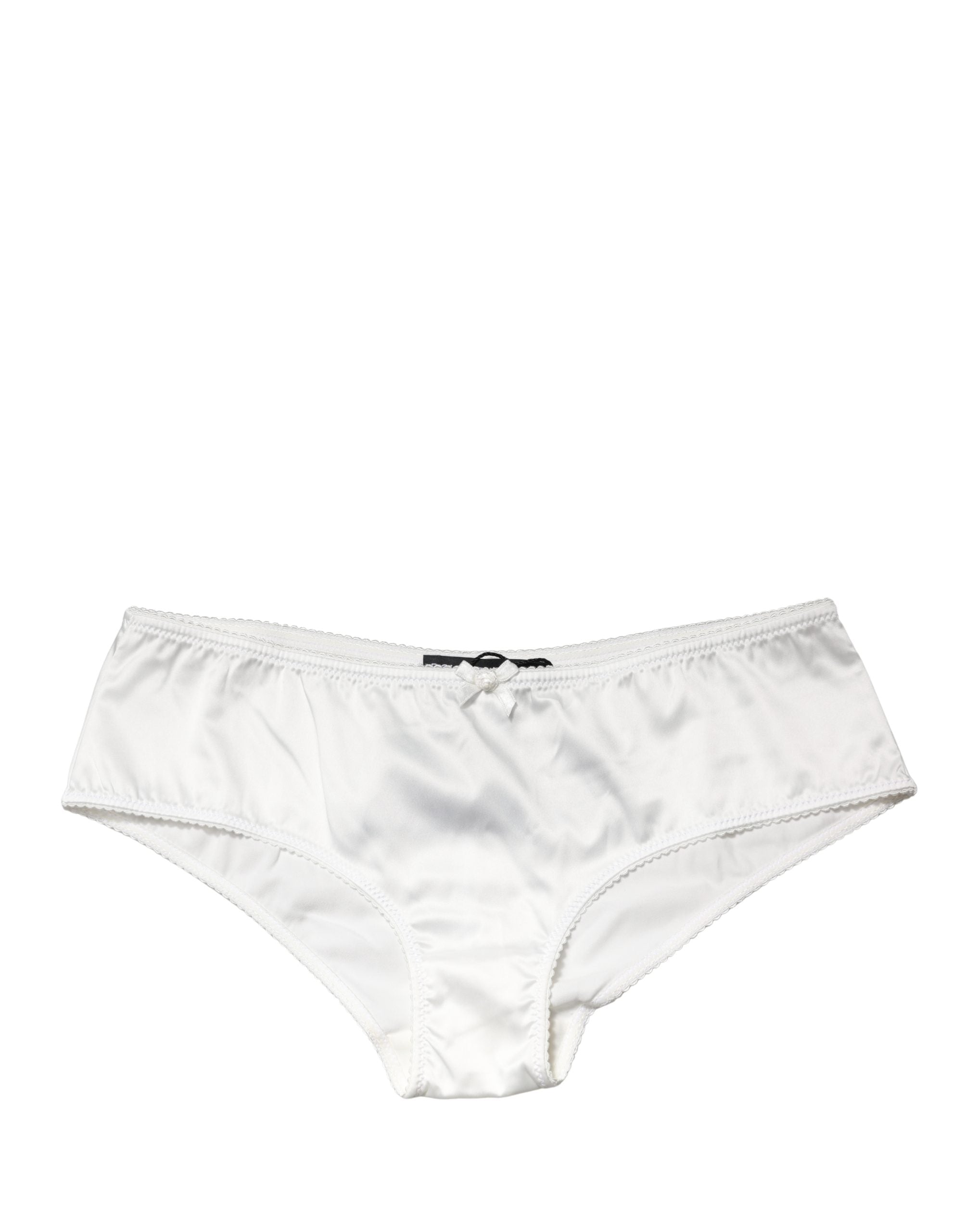 Dolce & Gabbana White Silk Stretch Mid Waist Brief Panty Women's Underwear