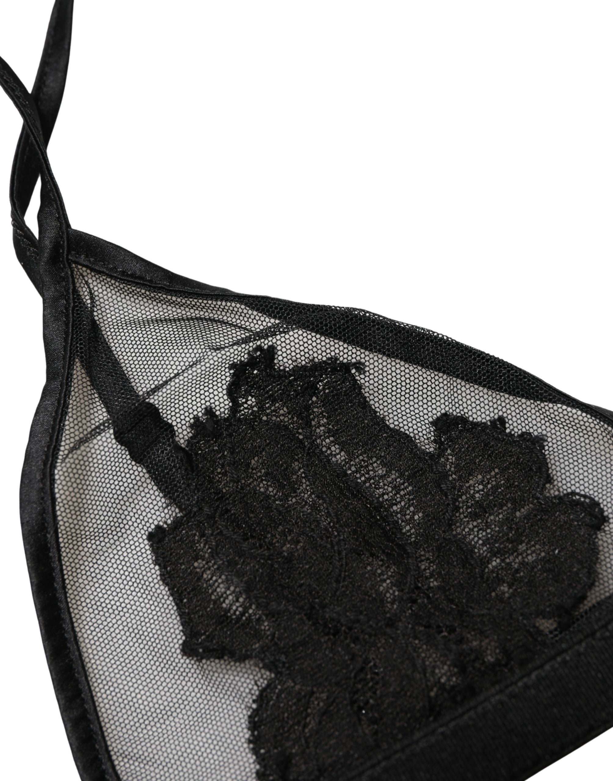 Dolce & Gabbana Black Floral Soft Cup Triangle Bra Women's Underwear