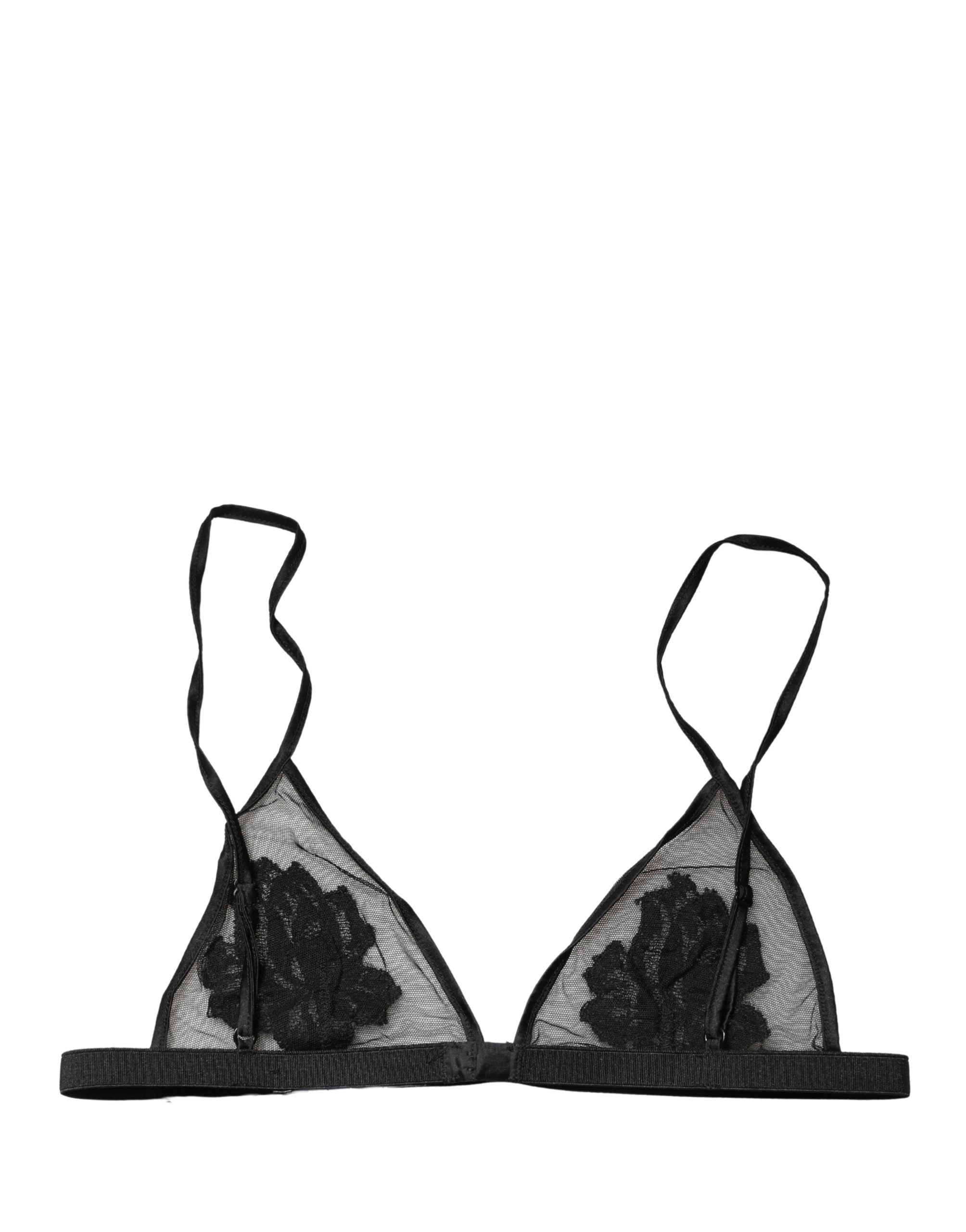 Dolce & Gabbana Black Floral Soft Cup Triangle Bra Women's Underwear