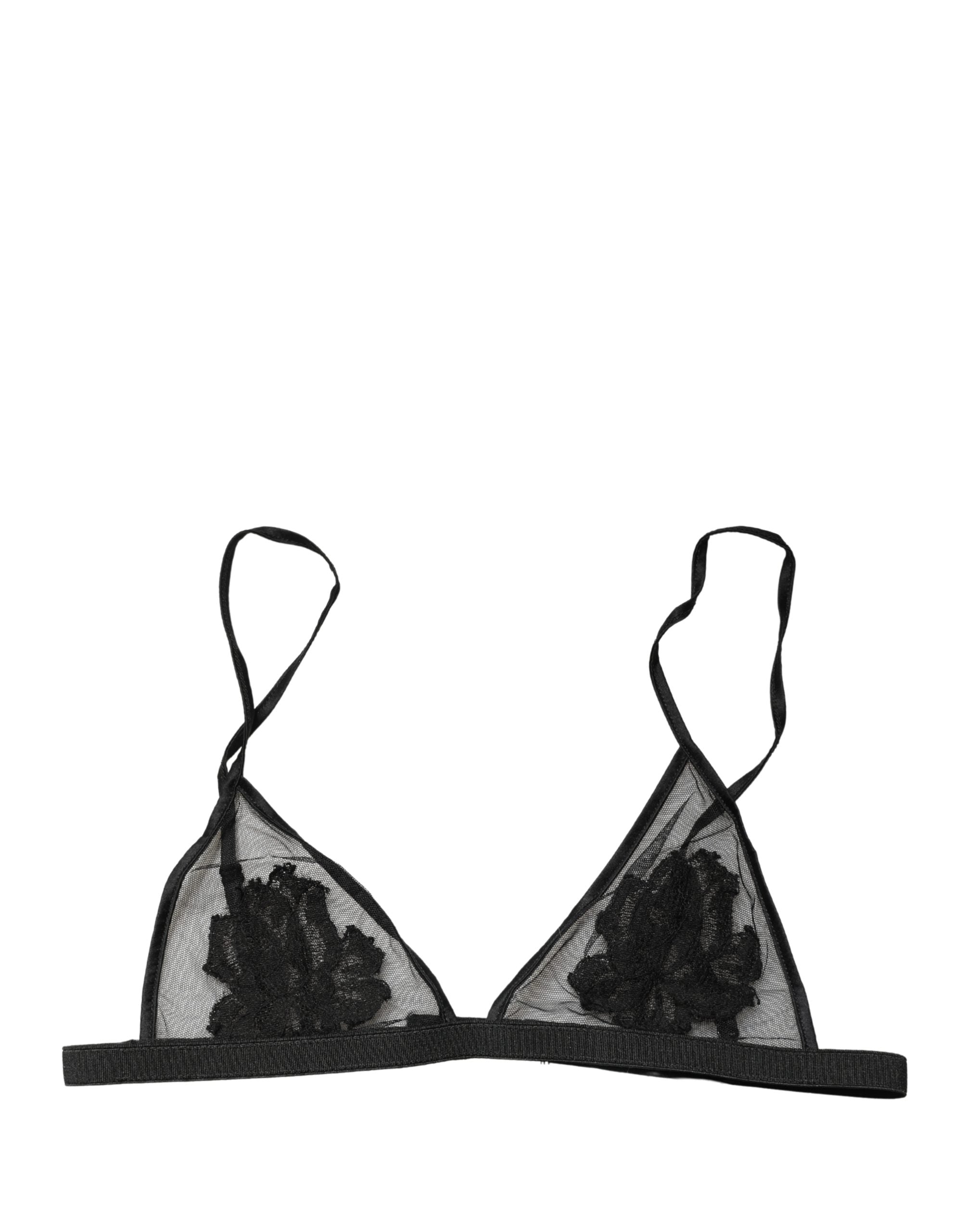 Dolce & Gabbana Black Floral Soft Cup Triangle Bra Women's Underwear