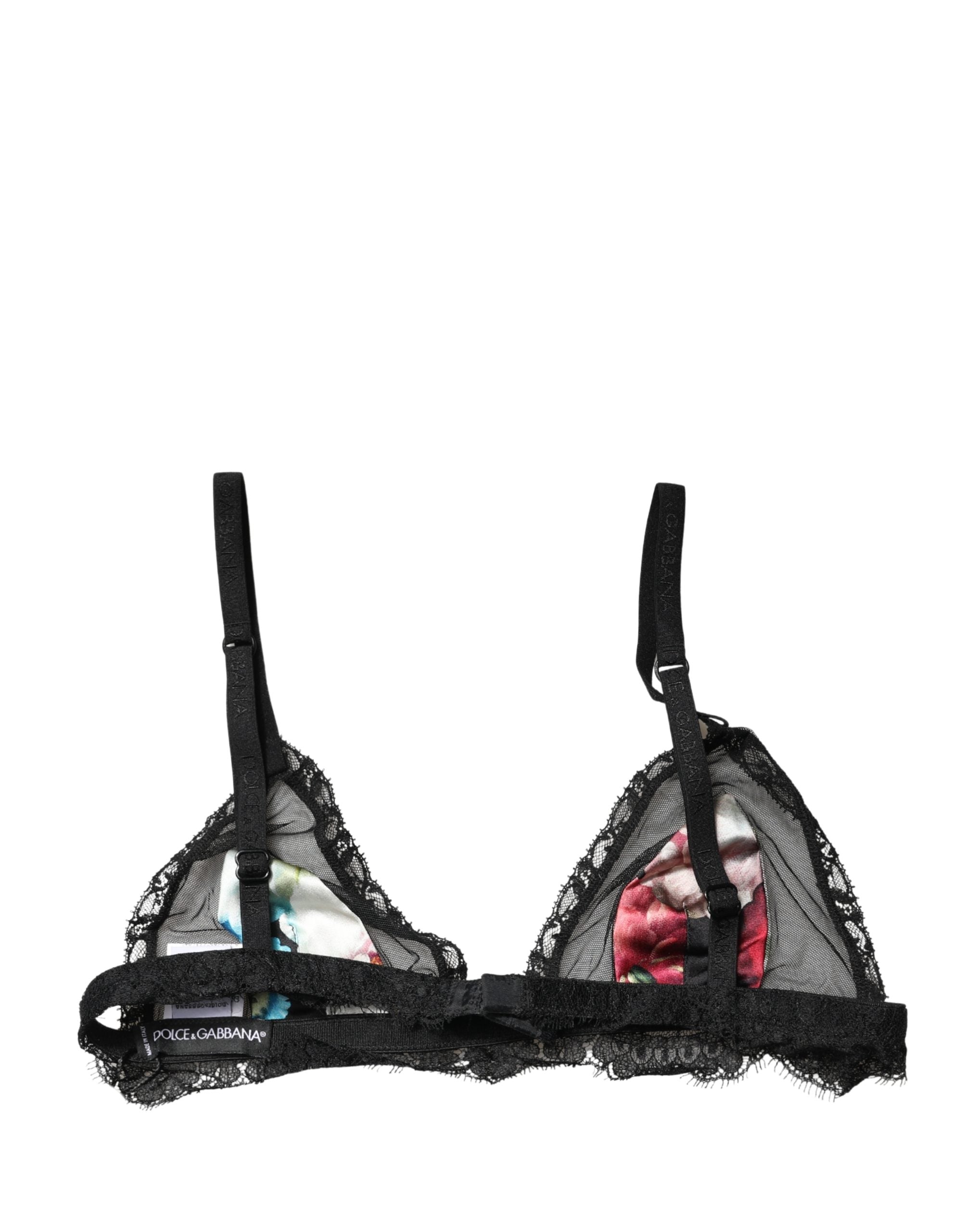 Dolce & Gabbana Black Floral Soft Cup Triangle Bra Women's Underwear