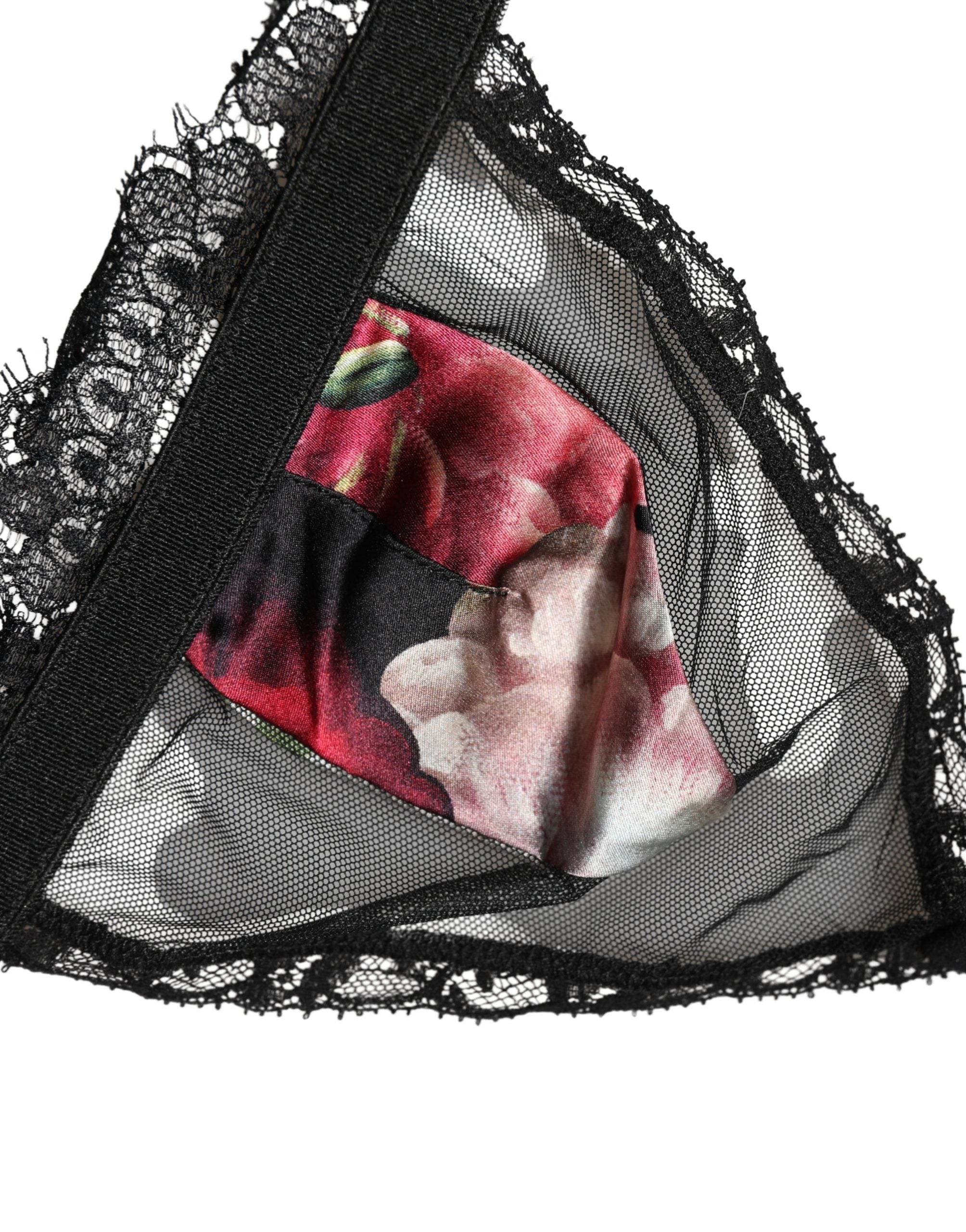 Dolce & Gabbana Black Floral Soft Cup Triangle Bra Women's Underwear