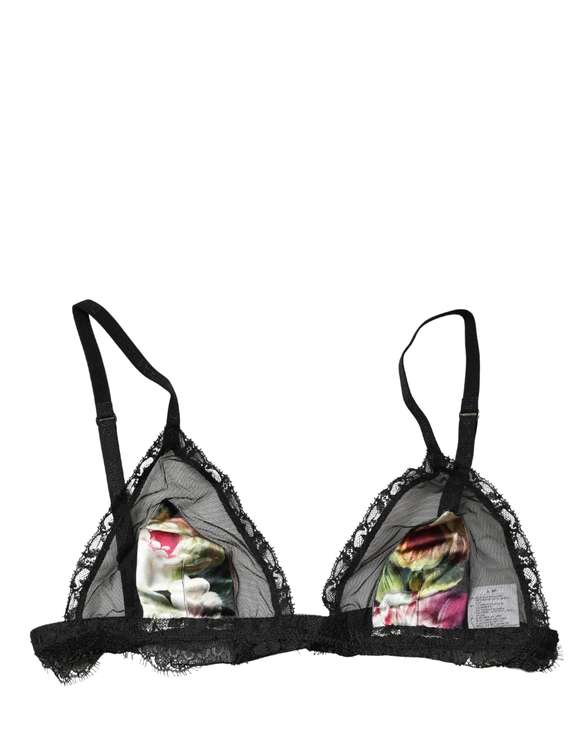 Dolce & Gabbana Black Floral Soft Cup Triangle Bra Women's Underwear