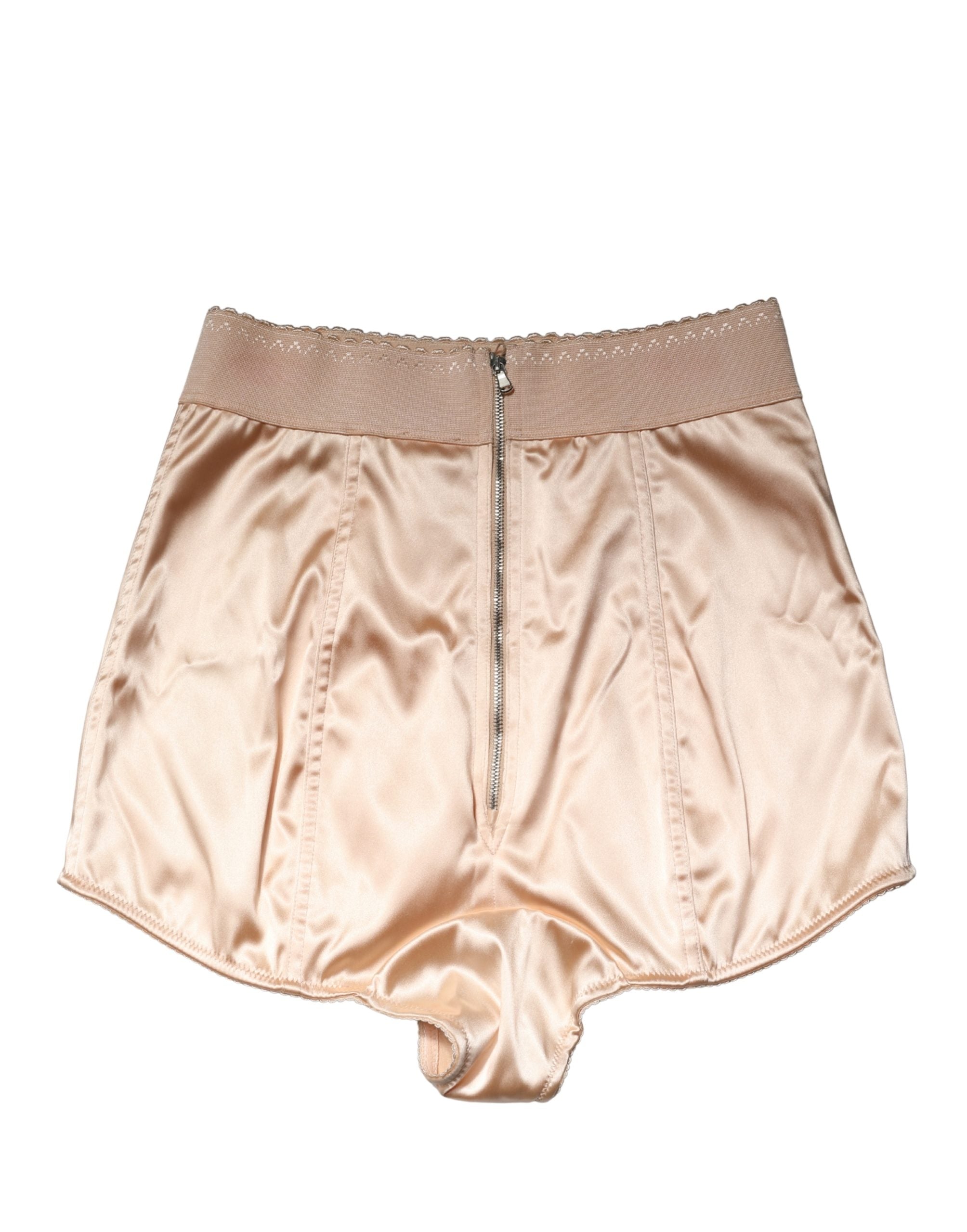 Dolce & Gabbana Beige Silk Blend High Waist Girdle Panty Women's Underwear