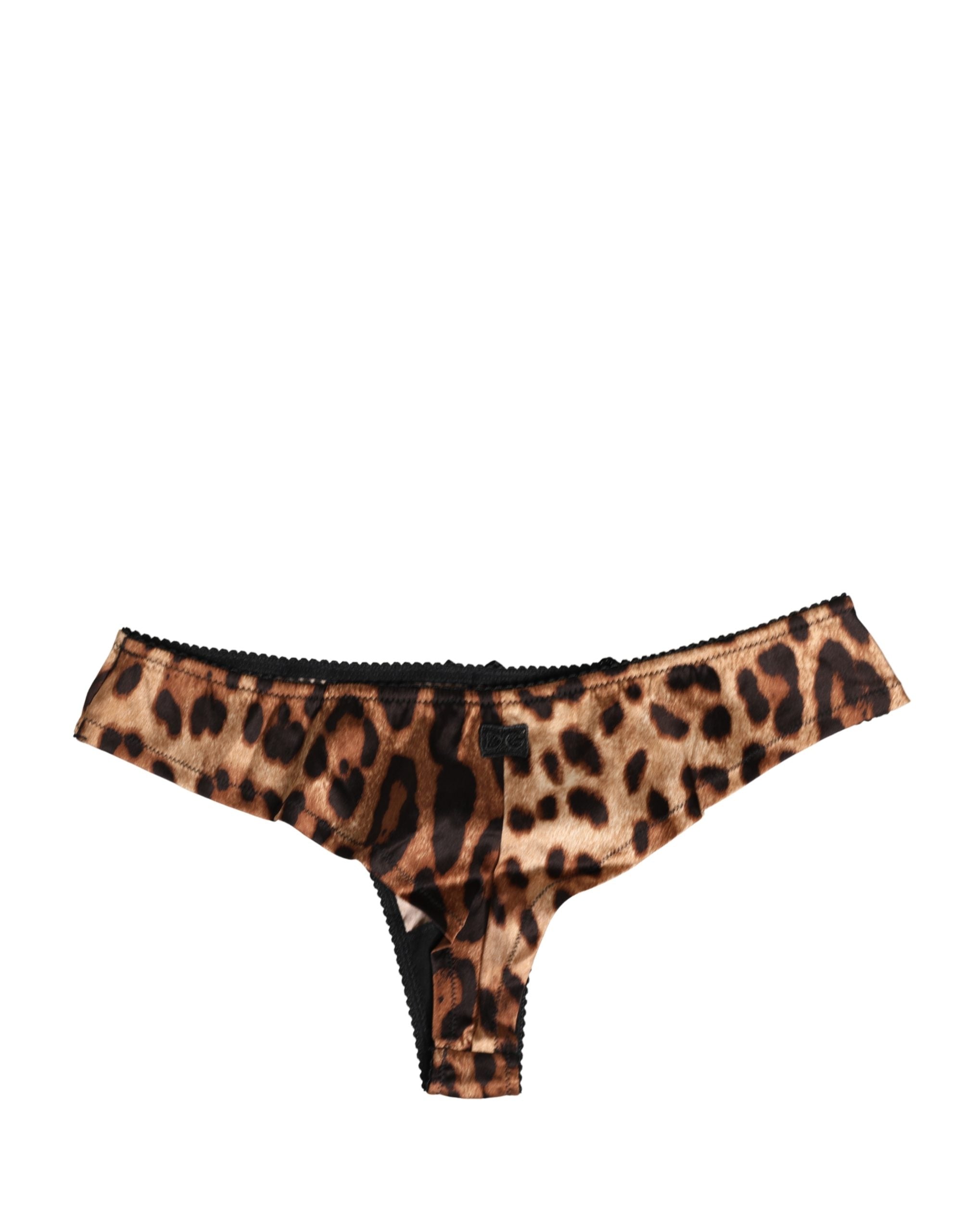 Dolce & Gabbana Black Brown Leopard Mid Waist Brief Panty Women's Underwear